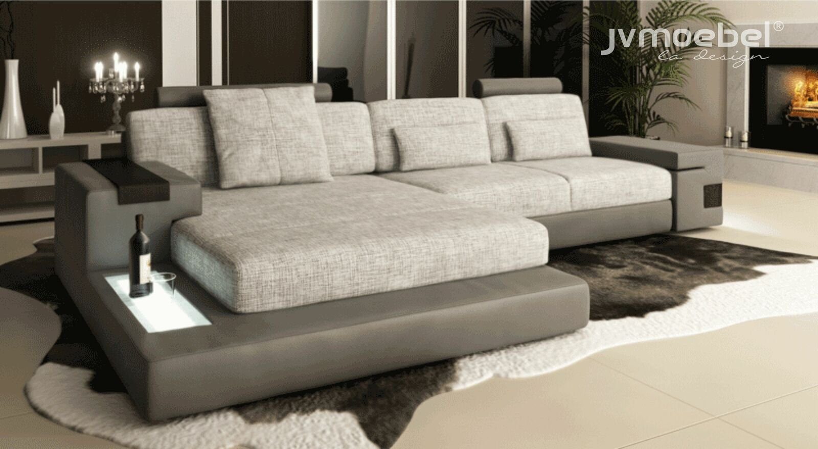Wohnzimmer Design Ecksofa, LForm Ecke Sofa JVmoebel Couch Polstermöbel Modern