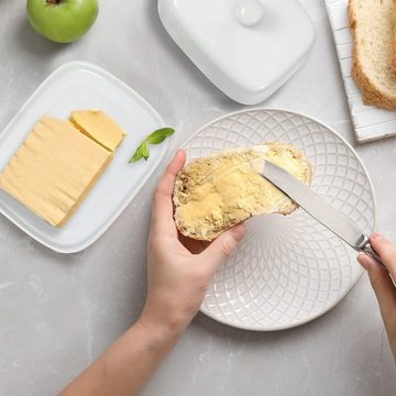 Belle Vous Aufbewahrungsdose Weiße Keramik Butterdose mit Griff und Deckel, White Ceramic Butter Dish with Handle and Lid