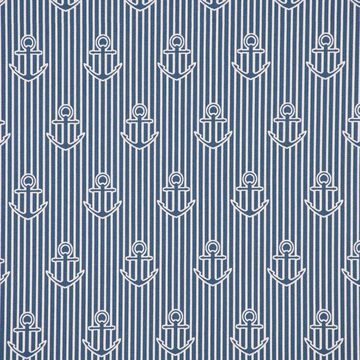 Vorhang SCHÖNER LEBEN. Vorhang Iconic Anchor Stripe Anker Streifen blau weiß 2, SCHÖNER LEBEN., Smokband (1 St), blickdicht, Baumwolle, handmade, made in Germany, vorgewaschen