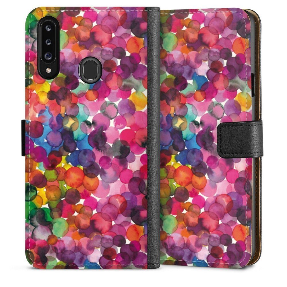 DeinDesign Handyhülle bunt Punkte Wasserfarbe Overlapped Watercolor Dots, Samsung Galaxy A20s Hülle Handy Flip Case Wallet Cover