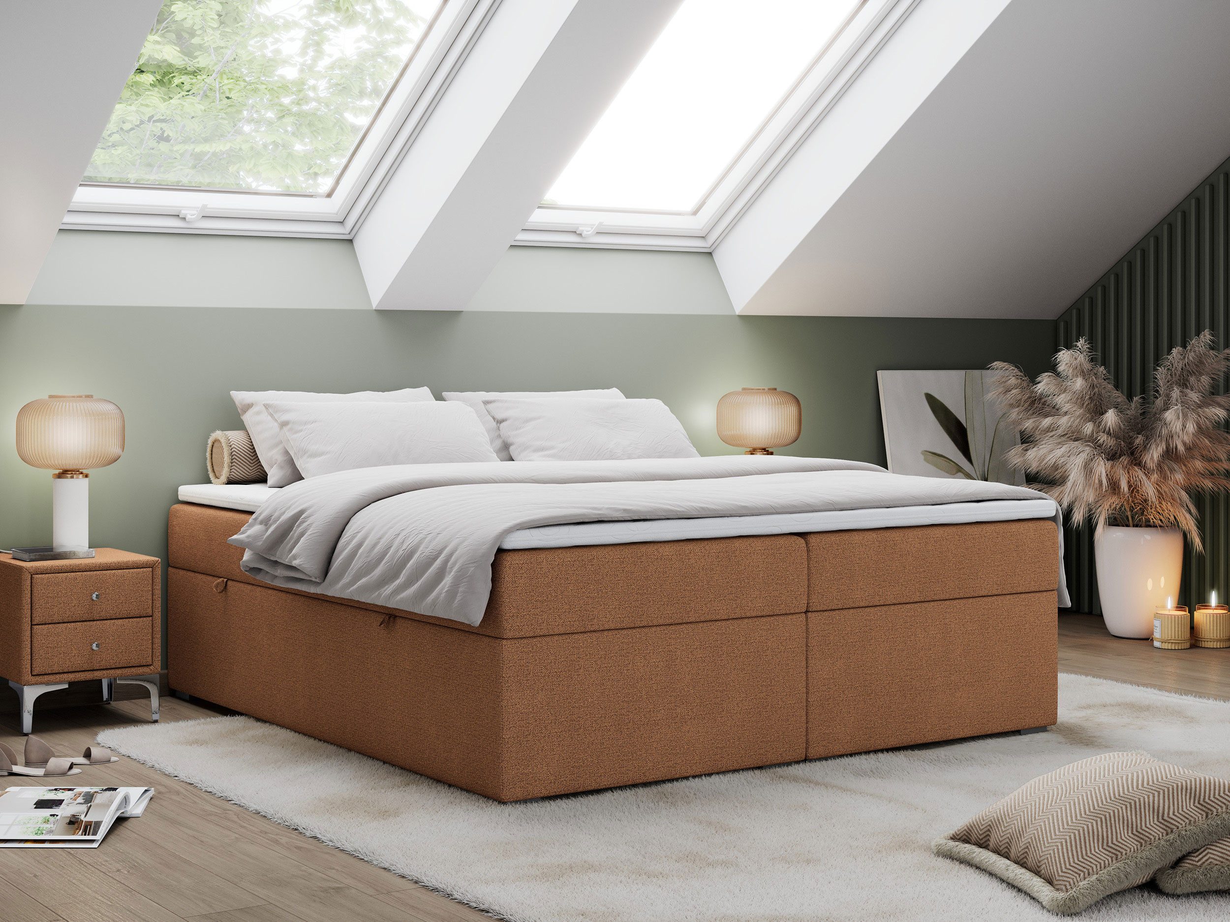 MKS MÖBEL Boxspringbett BESS (Set, Packung, Zwei Bettkästen, T30-Schaum, 7 günstig online kaufen