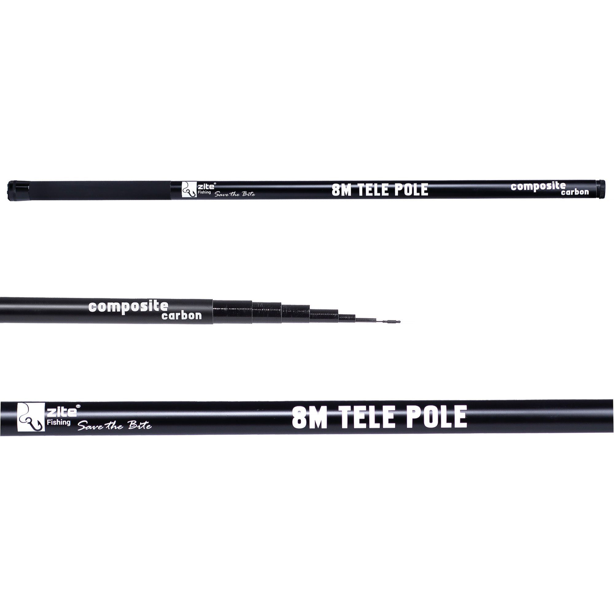 Zite Stipprute 8m Teleskoprute für Angeln & Geocaching, Carbon Composite Material