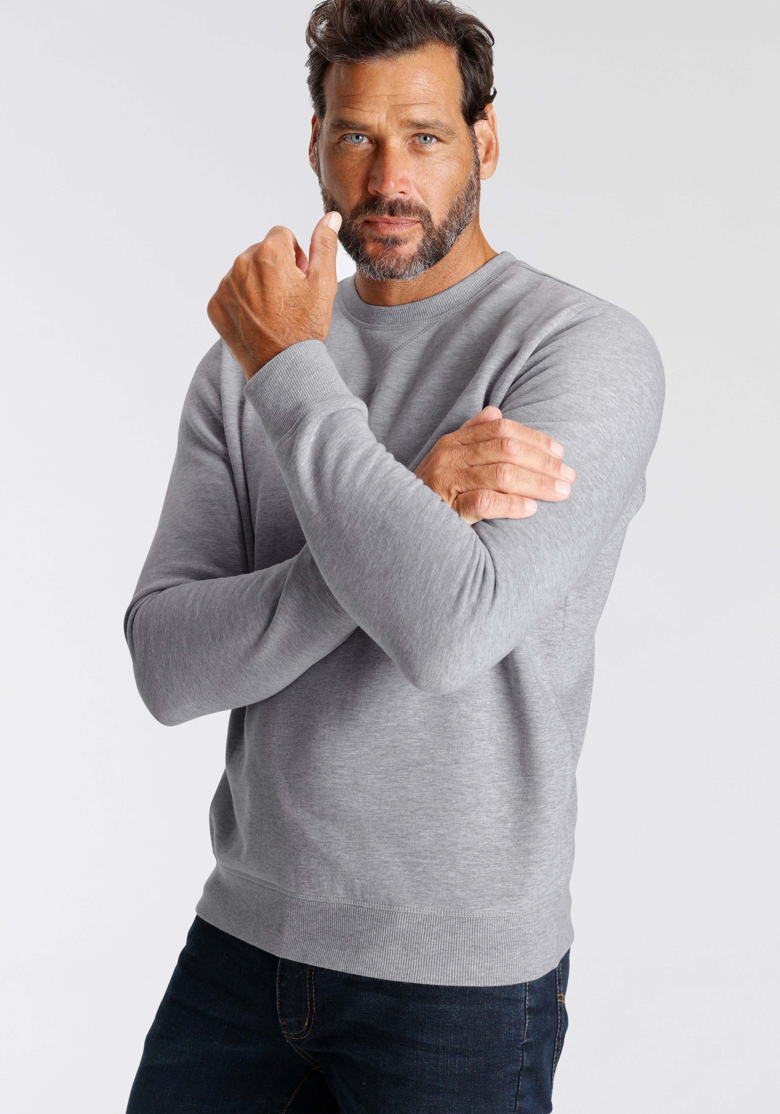 Man's World Sweatshirt Langarm, Basic-Stil, unifarben, Rundhalsausschnitt günstig online kaufen