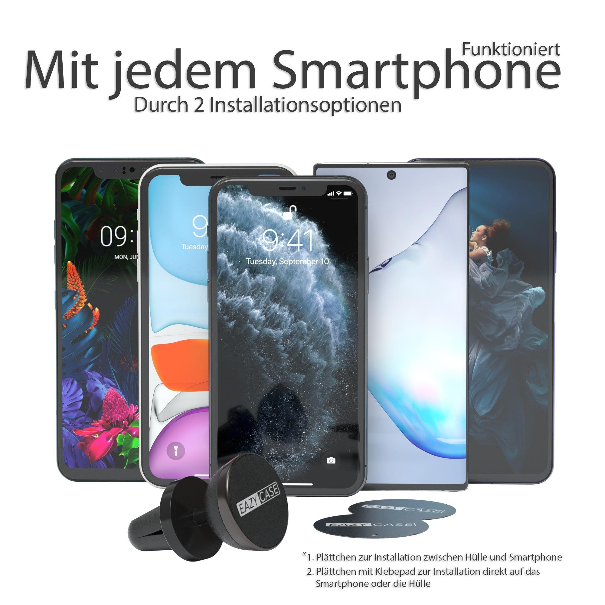 EAZY CASE Smartphone-Halterung Universal Handyhalterung für Auto, (Handyhalterung Auto Navigation alle Modelle magnetisch drehbar Schwarz)