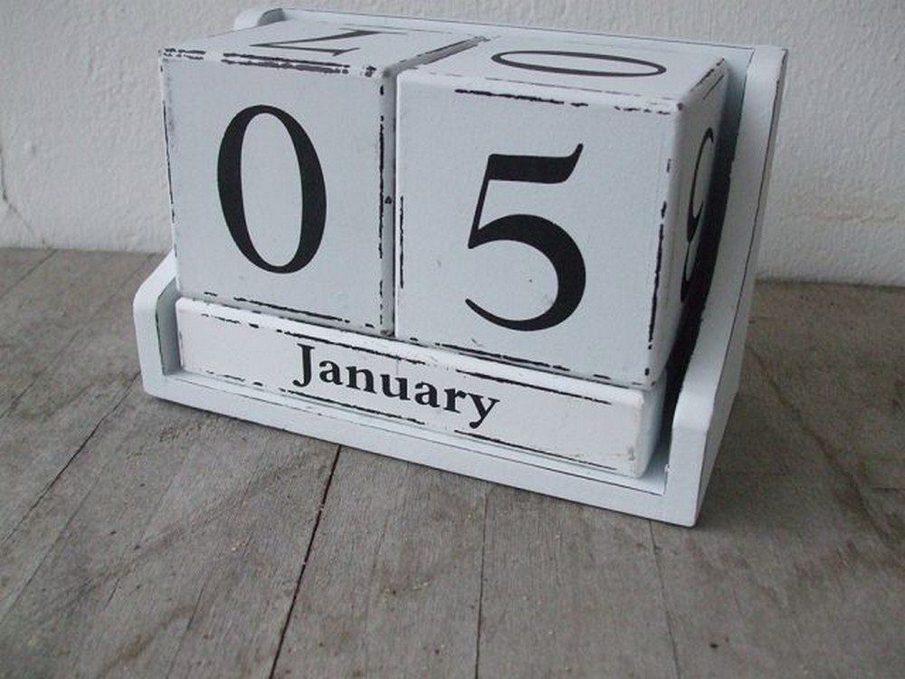 Deko-Impression ewige Kalender Dekorativer, ewiger Kalender, Tischkalender,  Holz, weiß, Impressionen