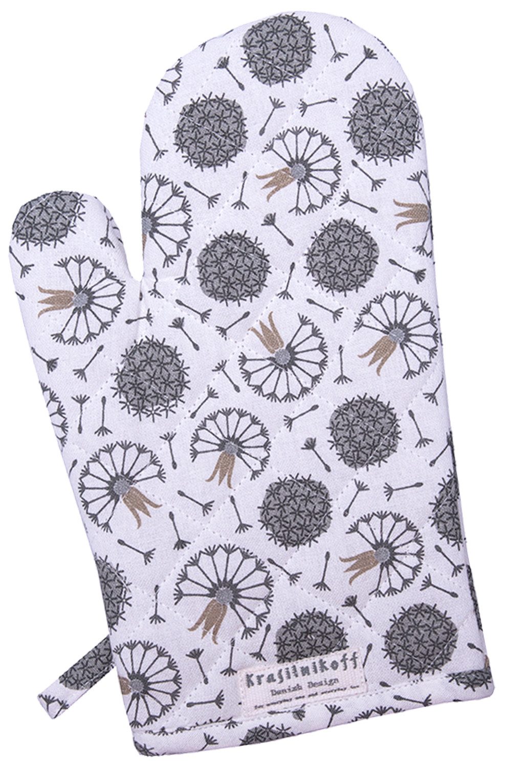 Krasilnikoff Topfhandschuhe Dancing Pusteblume, (1-tlg., 1-teilig), Ofenhandschuh wattiert Größe: ca.18x30cm