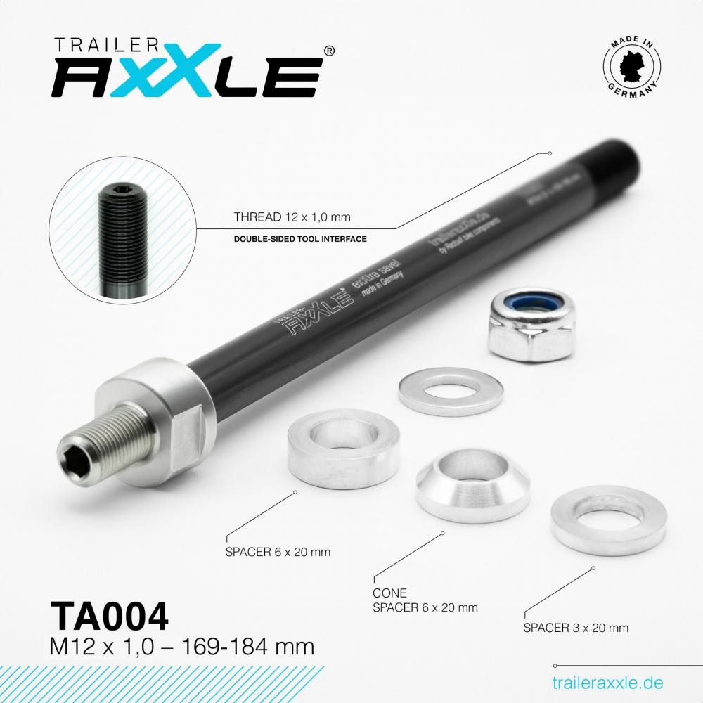 Radox Laufrad Radoxx Trailer AxXle TA004 Steckachse M12x1.0 169-184mm für Fahrradanh