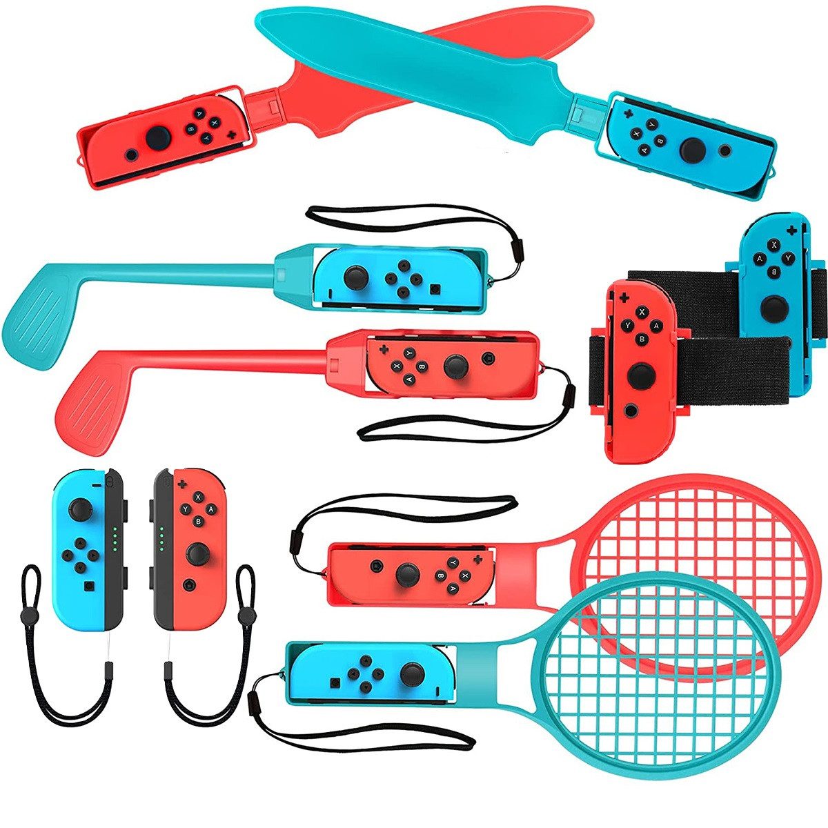 Switch Spiele Zubehör Sets für Kinder Nintendo Switch Sports,10-in-1 Controller