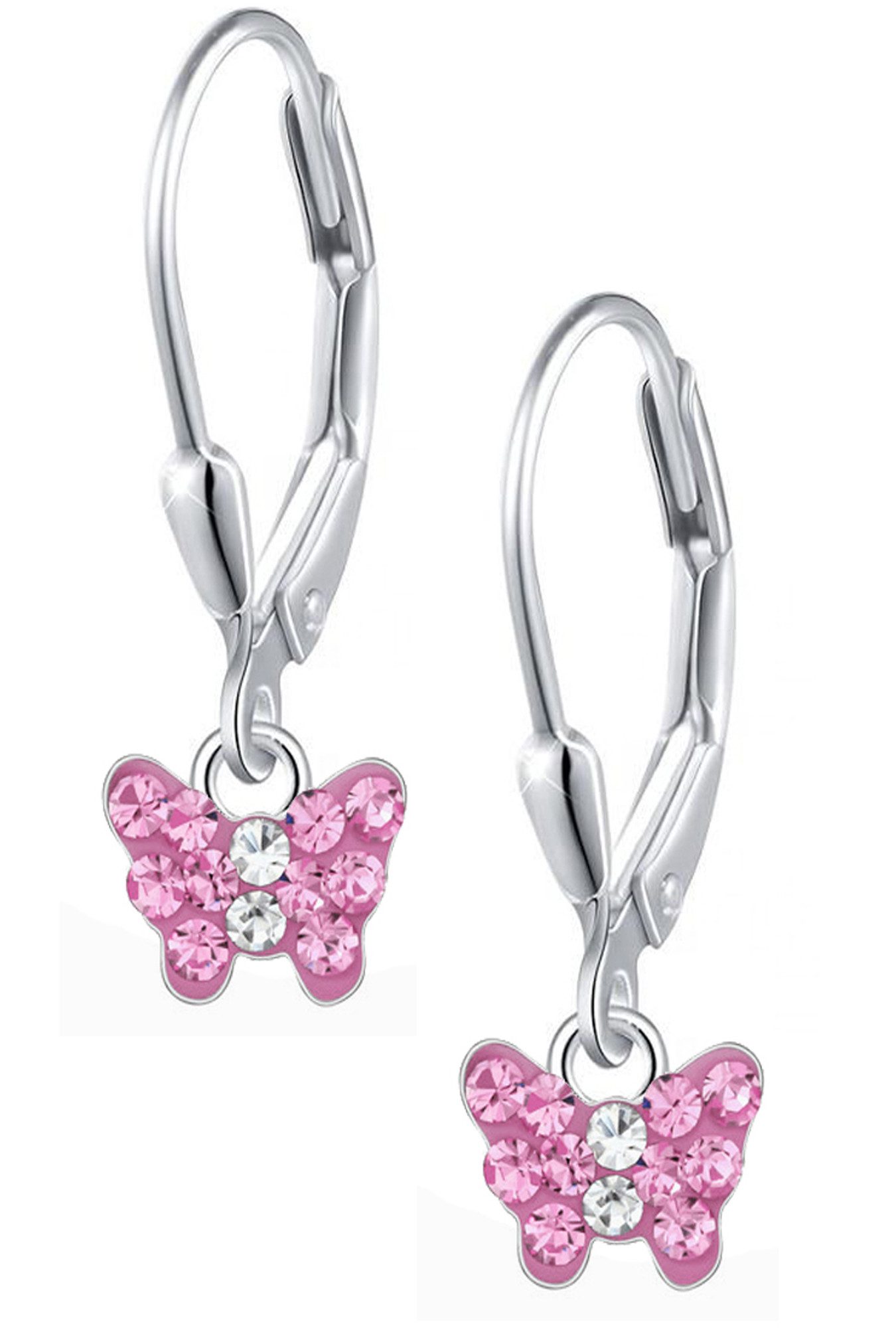 Limana Paar Ohrhänger zarte Schmetterling Mädchen Ohrringe 925 Silber Geschenk Schmuck (inkl. Schmuckdose), Geburtstag Einschulung Schulanfang Ostern Weihnachten Nikolaus