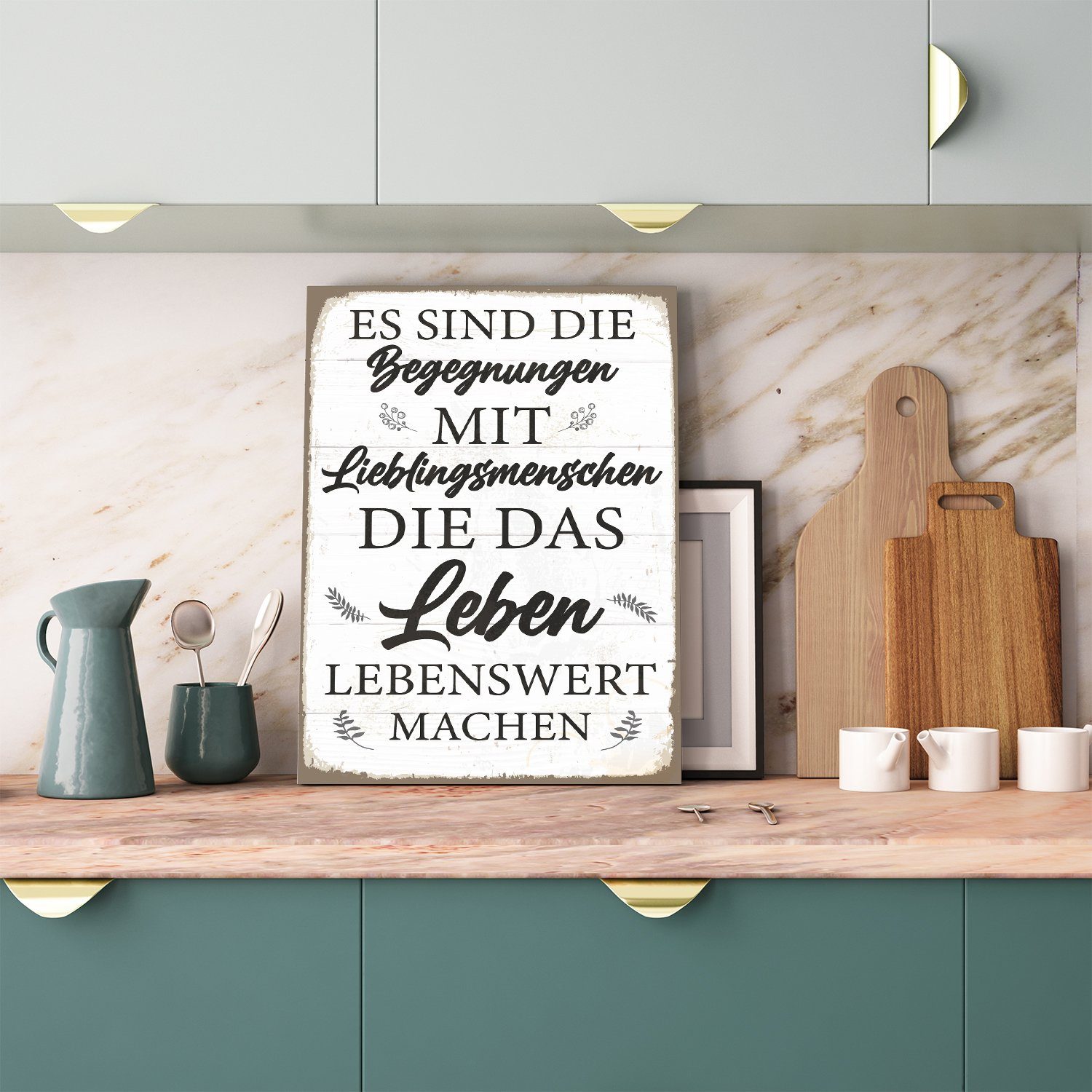 queence Metallbild Begegnungen Spruch Stahlschild Blechschild, (1 St), 20x30x0,2cm - mit 4 Lochbohrung