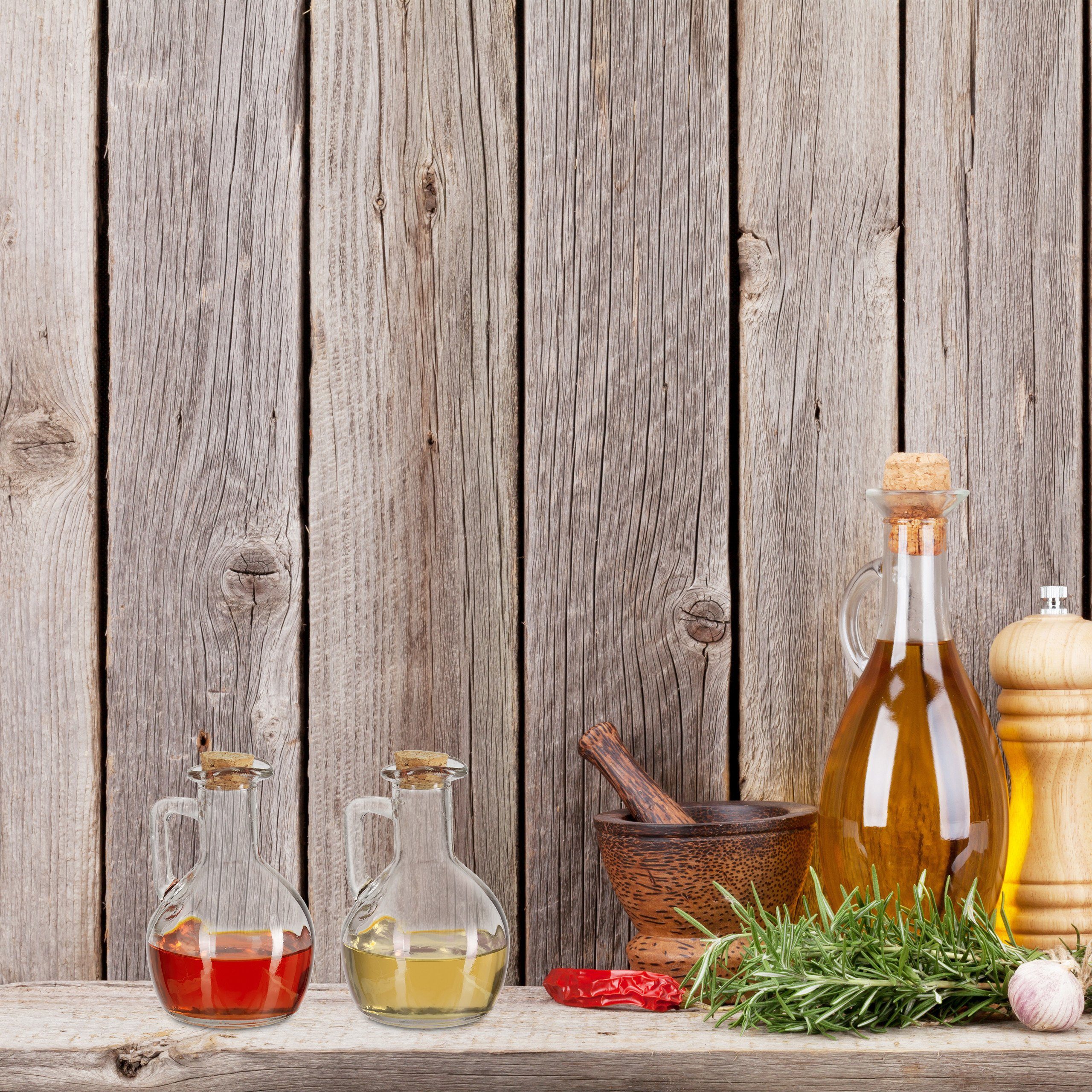 relaxdays Ölkanne 4 x Öl- & Essigkanne Glas