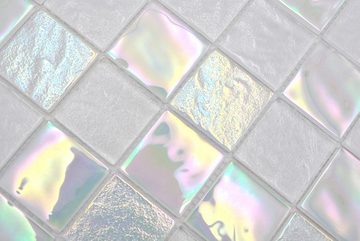 Mosani Mosaikfliesen Glas Mosaikfliese medio flip flop irisierend weiss mehrfarbig