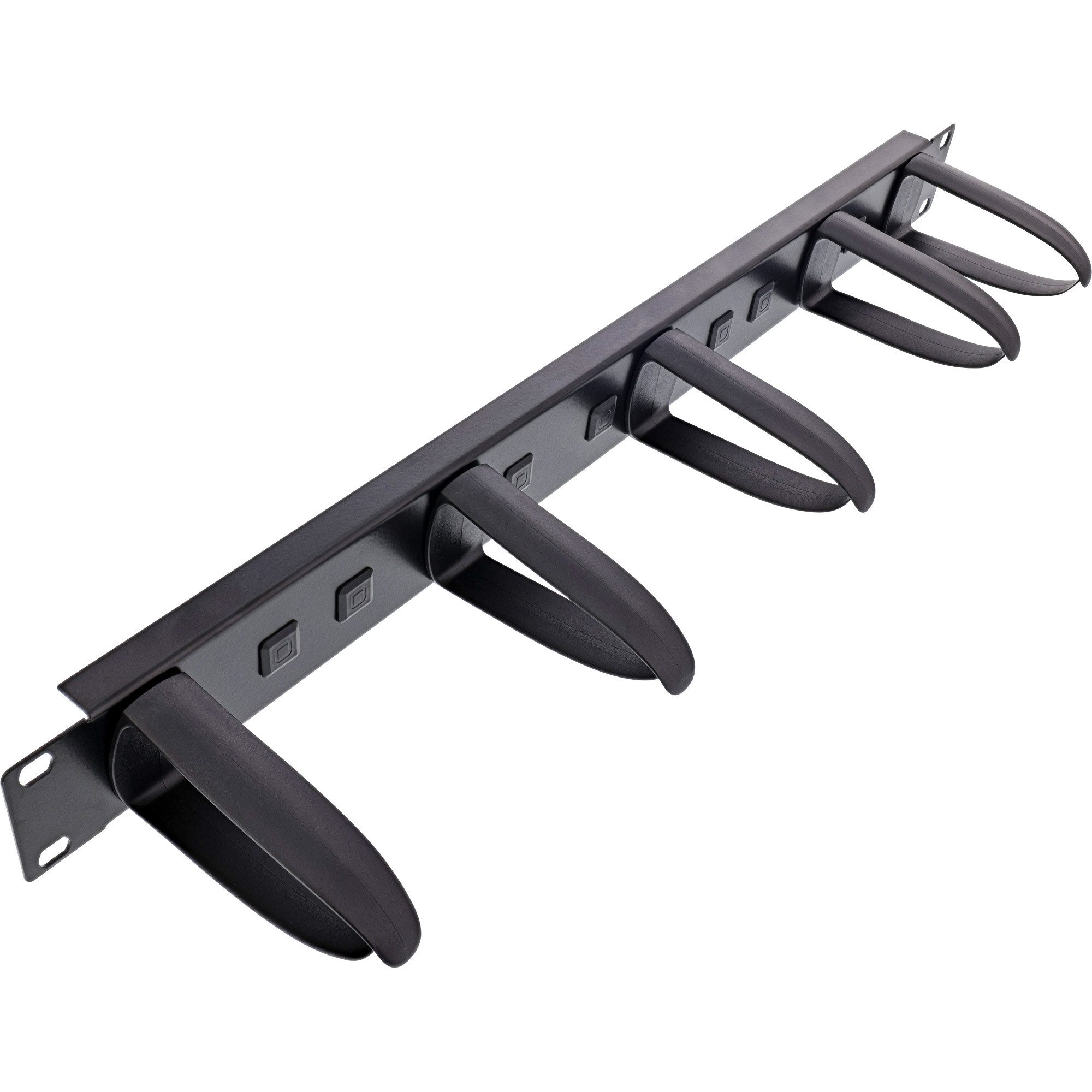 PC-Gehäuse 19" Kabelführungspanel, 5 Kunststoffbügel abnehmbar, RAL 9005, schwarz
