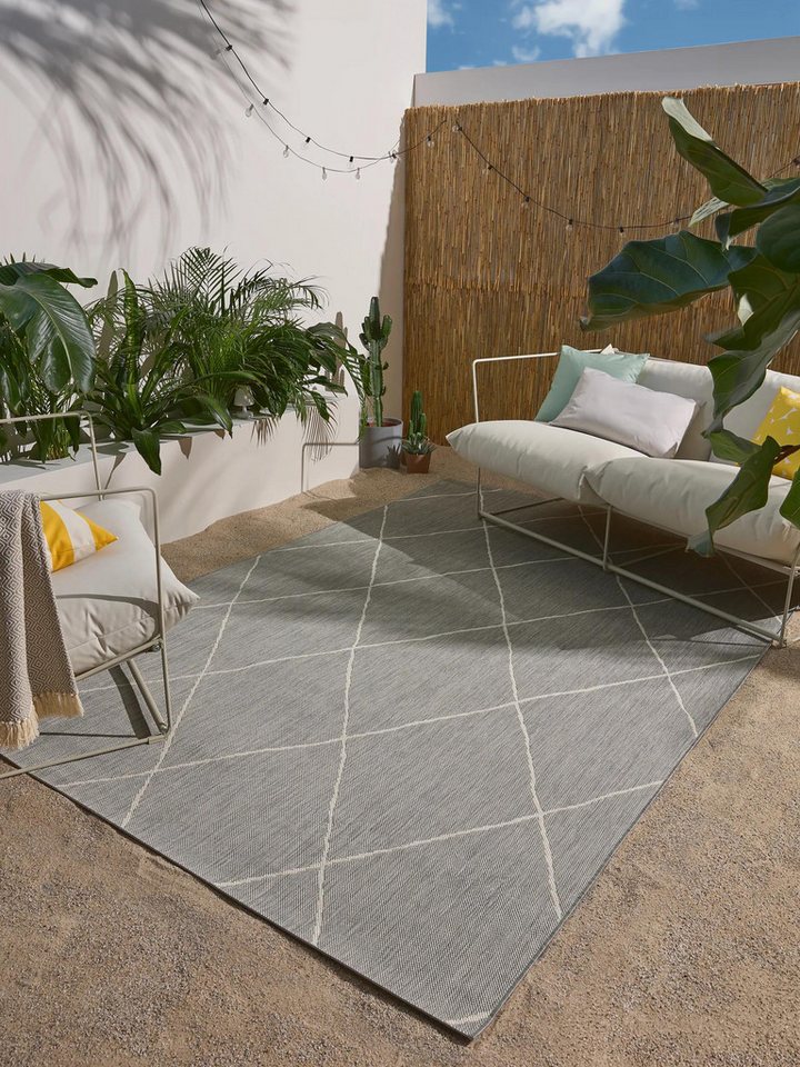 benuta Outdoorteppich Metro, rechteckig, Höhe: 6 mm, In- & Outdoorteppich, Robust für Garten, Terrasse, Balkon, Küche