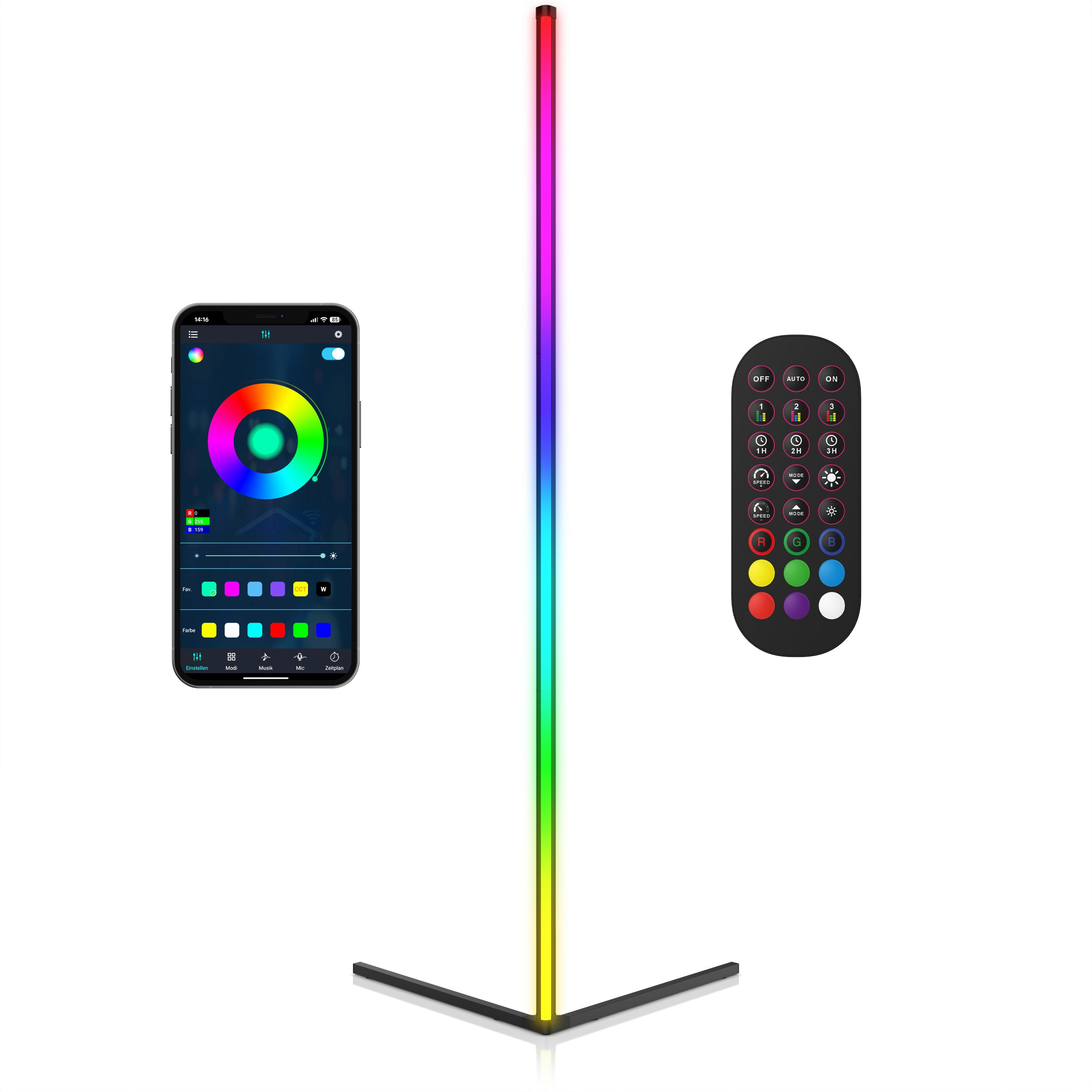BEARWARE LED Stehlampe Smart Ecklampe, RGB Stimmungslicht mit Bluetooth App günstig online kaufen