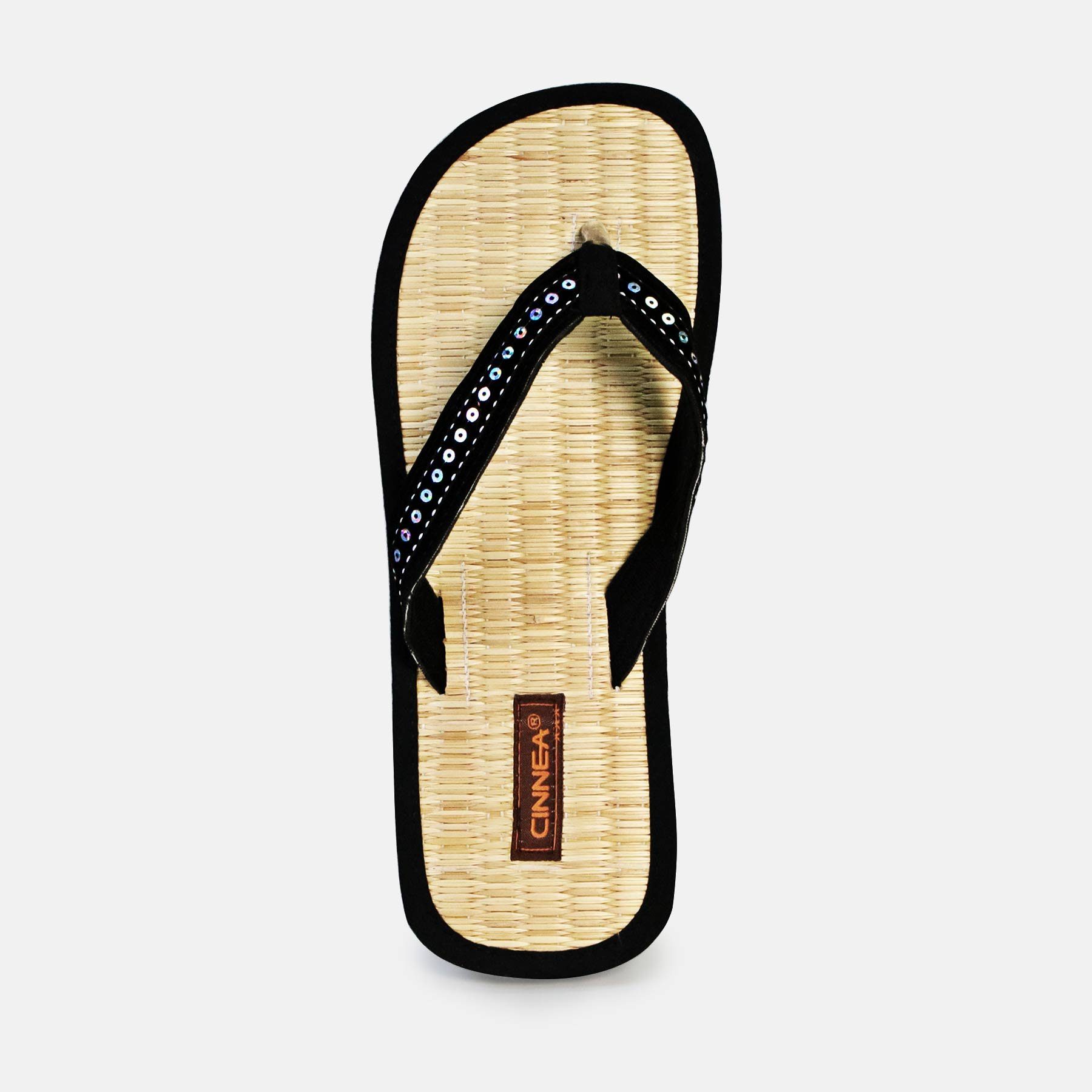 CINNEA CRUZ Sandalette Zimtlatschen, handgefertigt, gegen Hornhautneubildung Wellness-Zimtfüllung, Binsenlauffläche