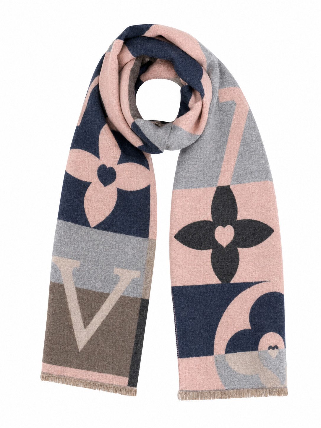 ITALY VIBES Wollschal - Damen Schal mit modischem Allover-Print und Fransen