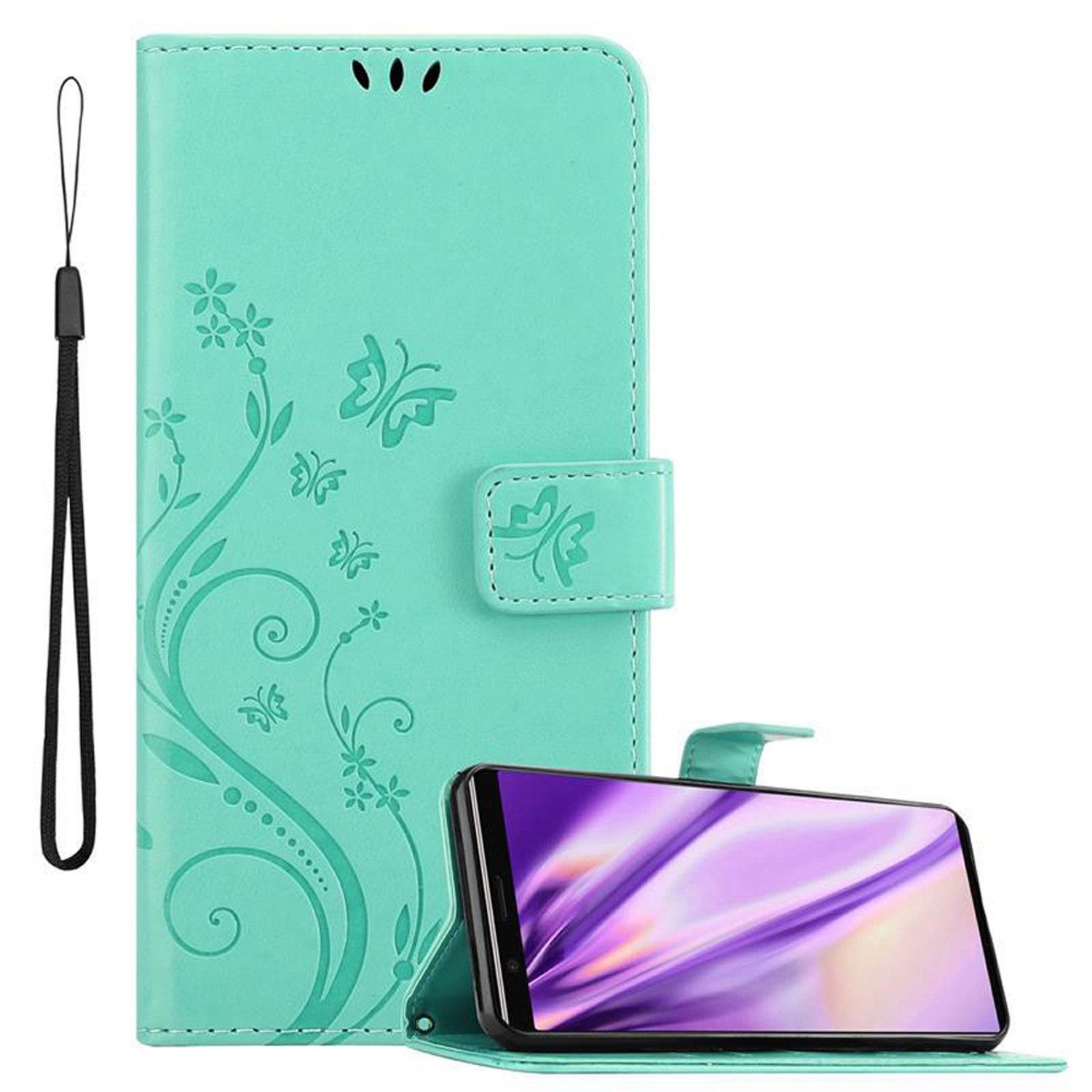 Cadorabo Handyhülle für Sony Xperia 5 Hülle Sony Xperia 5, Hülle Schutzhülle Blumen Flower mit Standfunktion Kartenfach Magnet