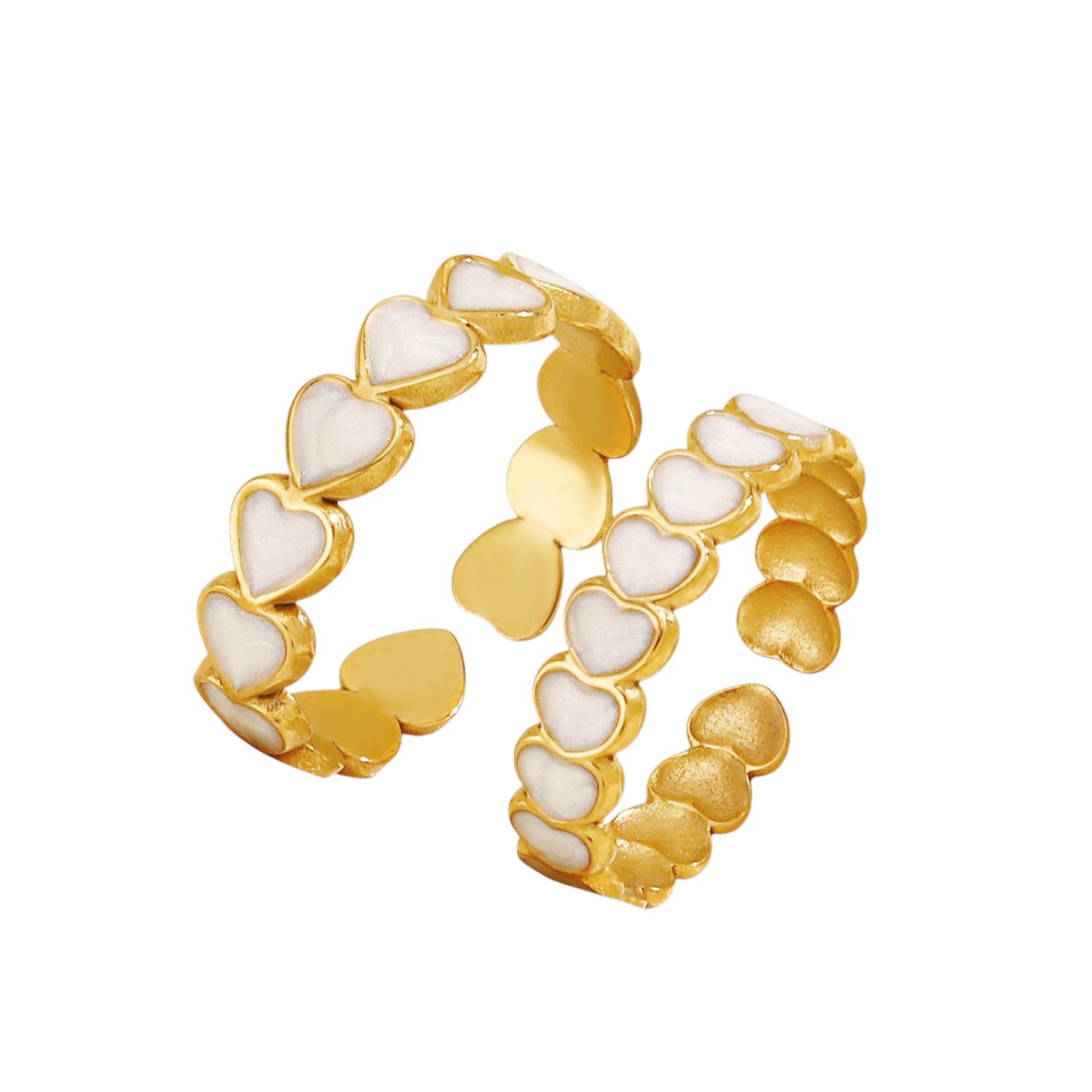 KARMA Ring-Set KARMA Ring Set Damen Herz Edelstahl vergoldet (wasserfest & antiallergisch verstellbar, 2-tlg., Schmuckset gold), Herzring Damenring Schmuck