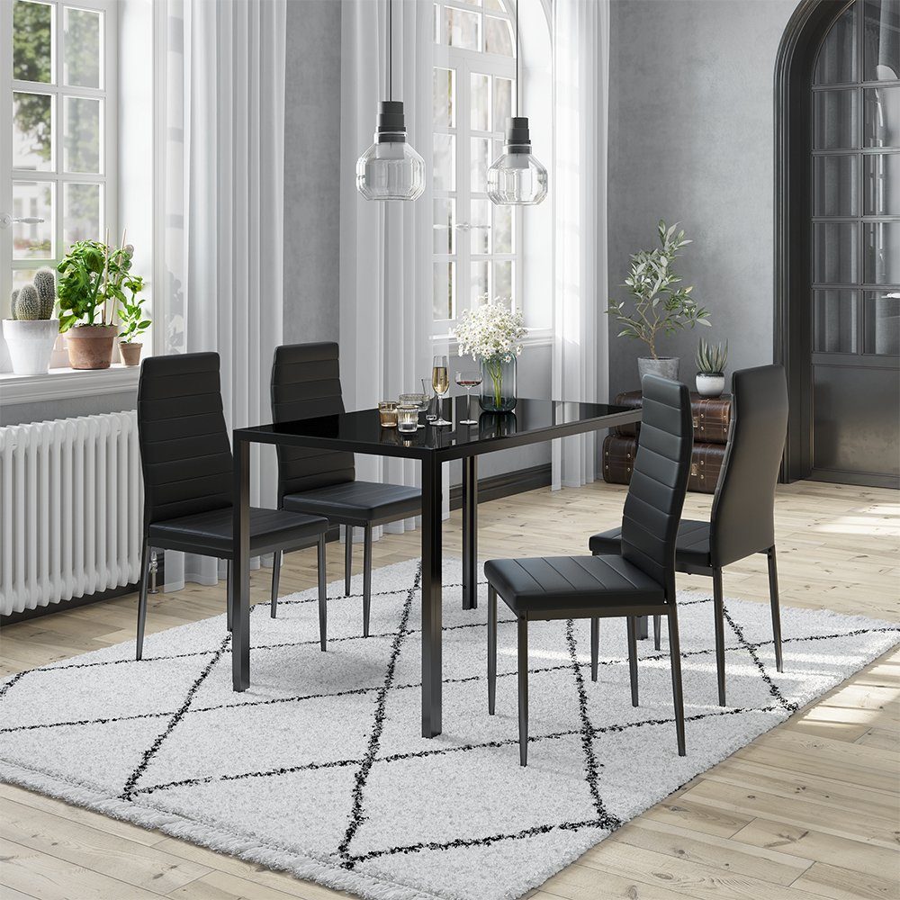 Vicco Essgruppe Grand, Schwarz, 120 x 75 cm 4er Set, (5-tlg)