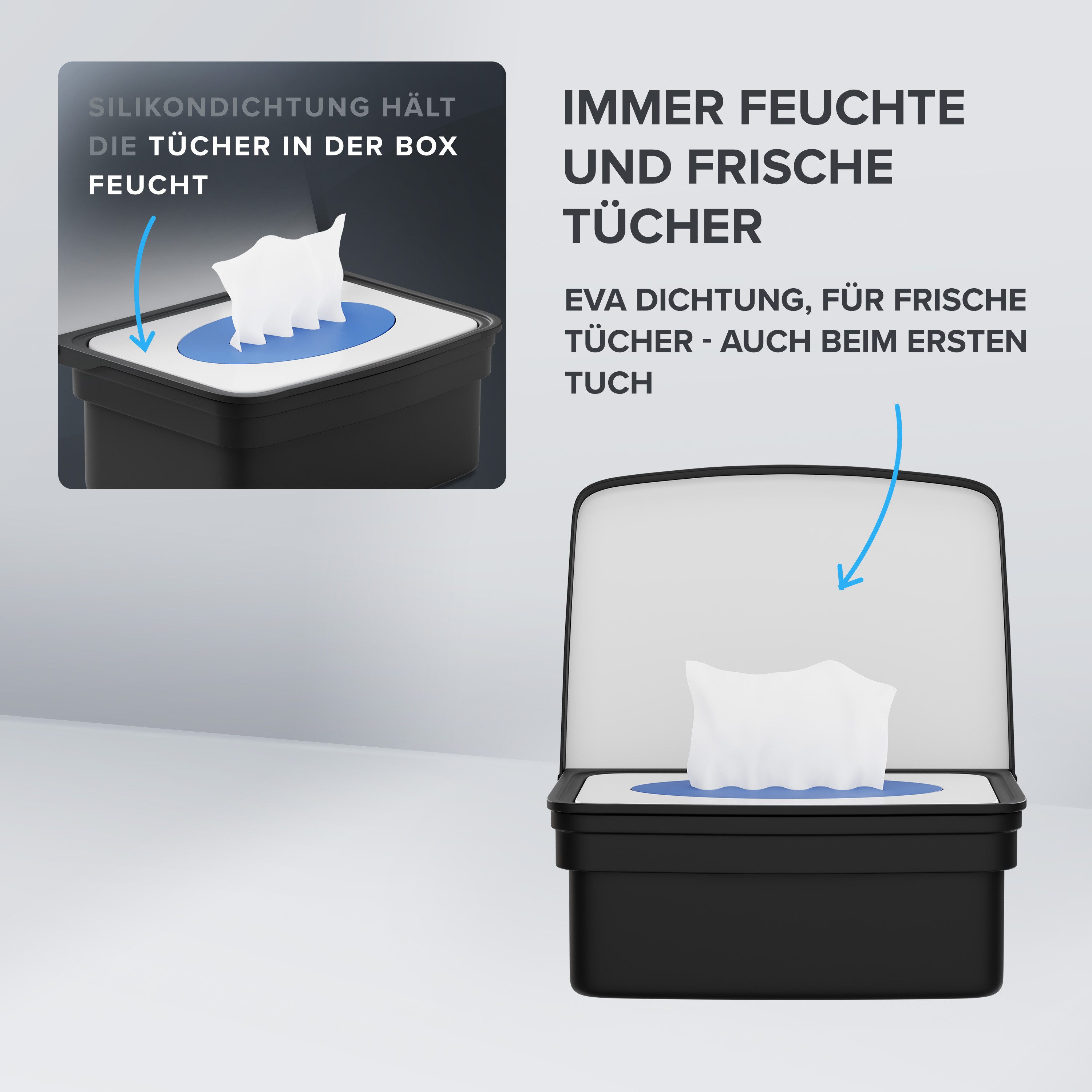ovimar Feuchttücherbox (1 St), aus Edelstahl in Schwarz zur Zum Bohren