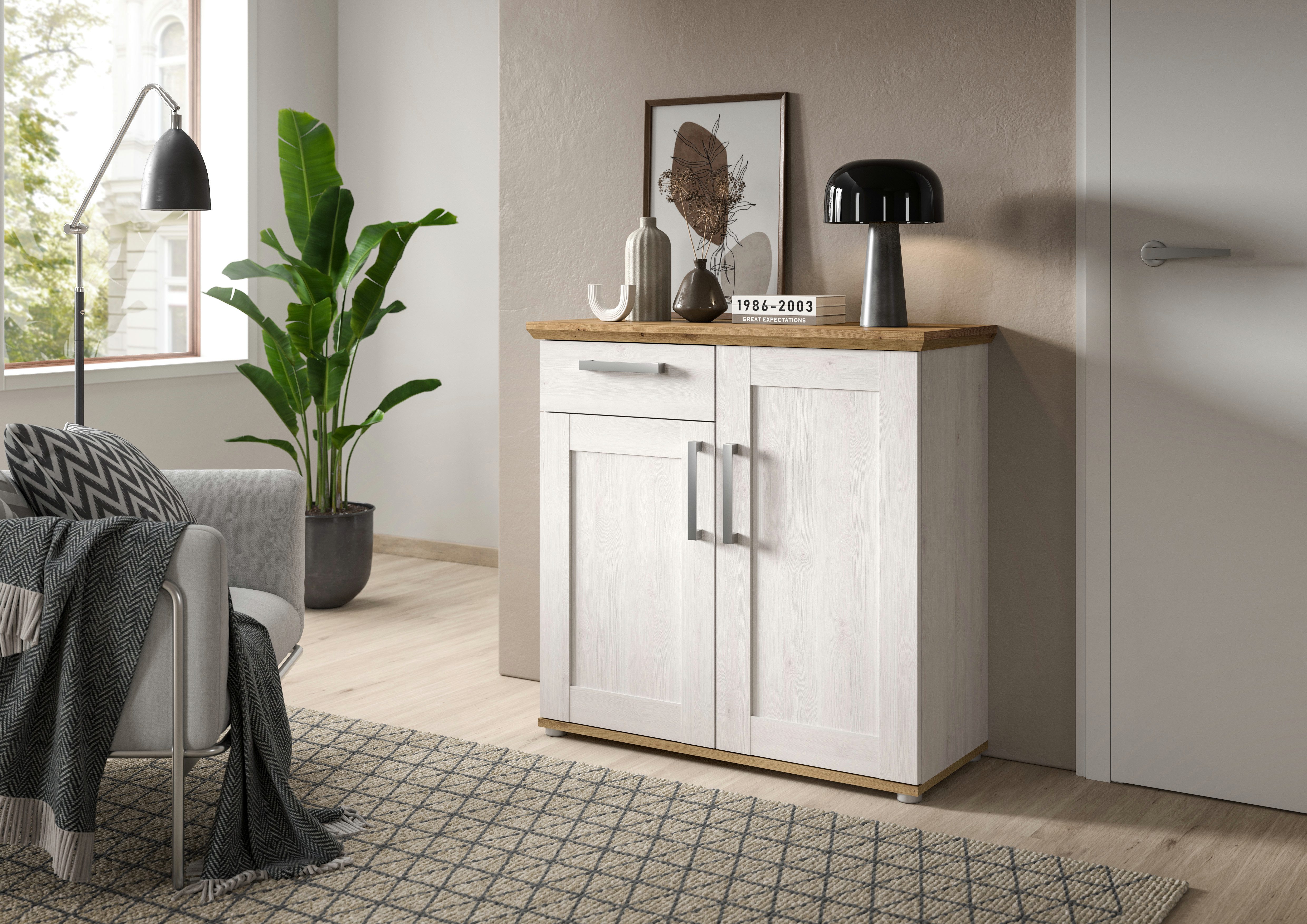 Home affaire Kommode COSENZA, TOPSELLER!, Breite 95 cm, 2 Türen, 1 Schubkasten, in Landhausoptik, Anrichte, Schrank, Sideboard