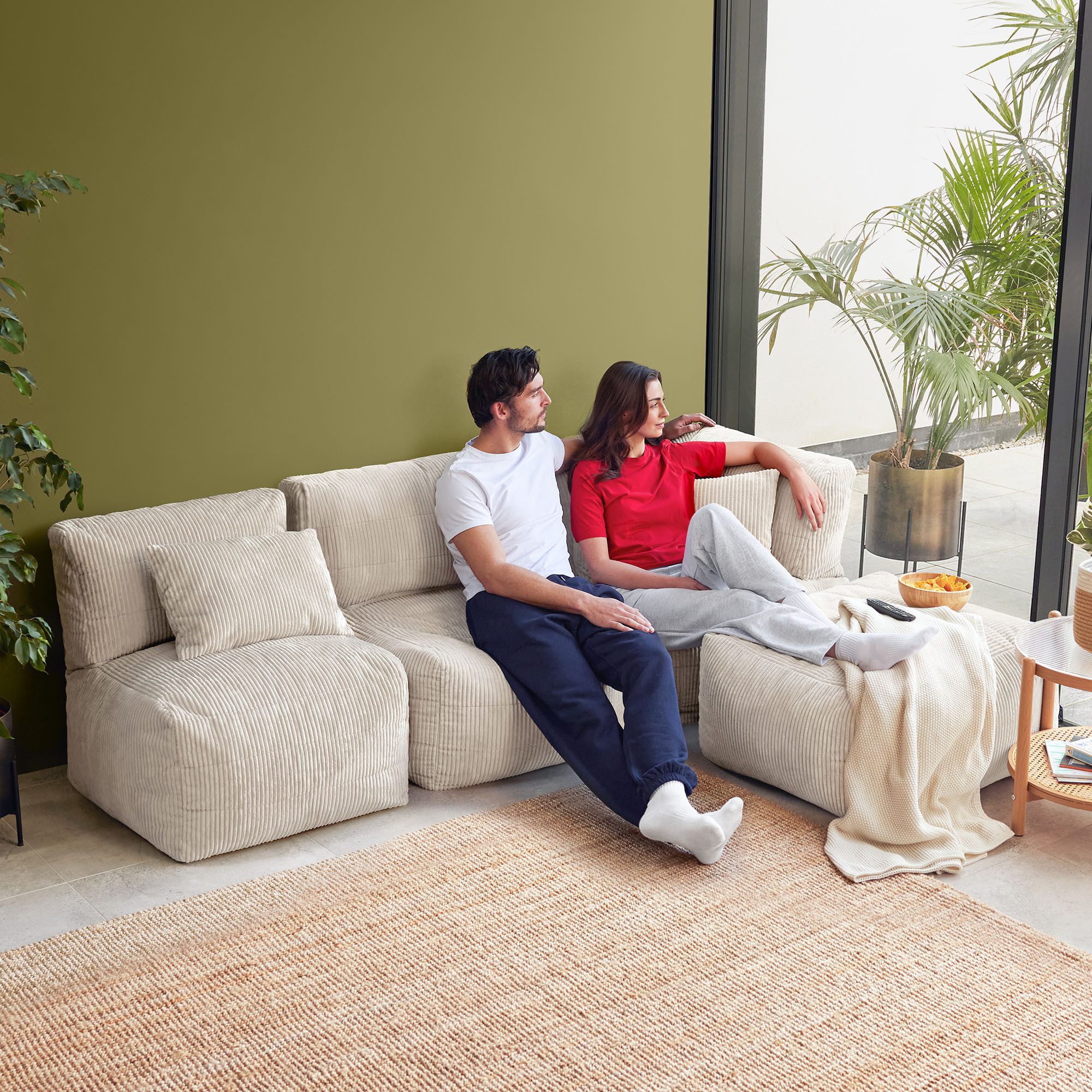 icon Sofa Modulares Ecksofa aus Cord Flauschig „Noa“, Spar-Set, Made in Germany, für Wohnzimmer und Kinderzimmer