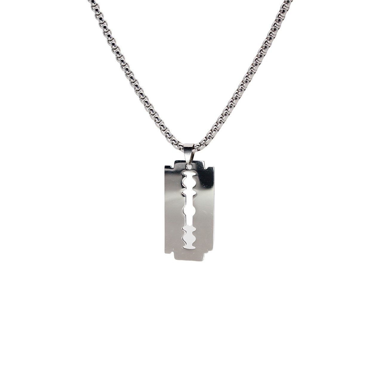 Kette mit Anhänger Edelstahlkette Kette mit Rasierklinge Anhänger Halskette Rasiermesser