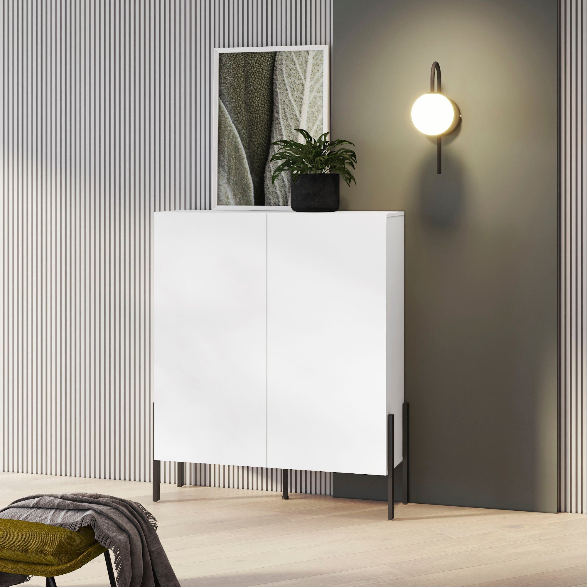 OTTO home Kommode Jukon, Breite 110 cm, moderne grifflose Hochschrank, 2Türen, Highboard mit viel Stauraum, push-to-open-Funktion