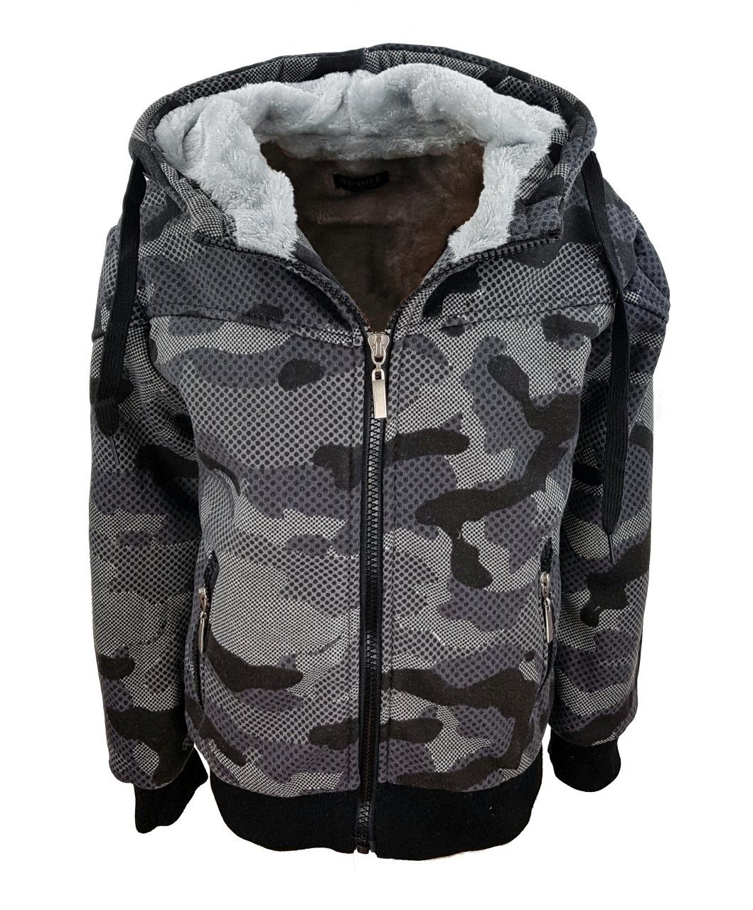 Fashion Boy Kapuzensweatjacke warme Jacke, Felljacke, Sweatjacke gefüttert mit Fell, JH809e