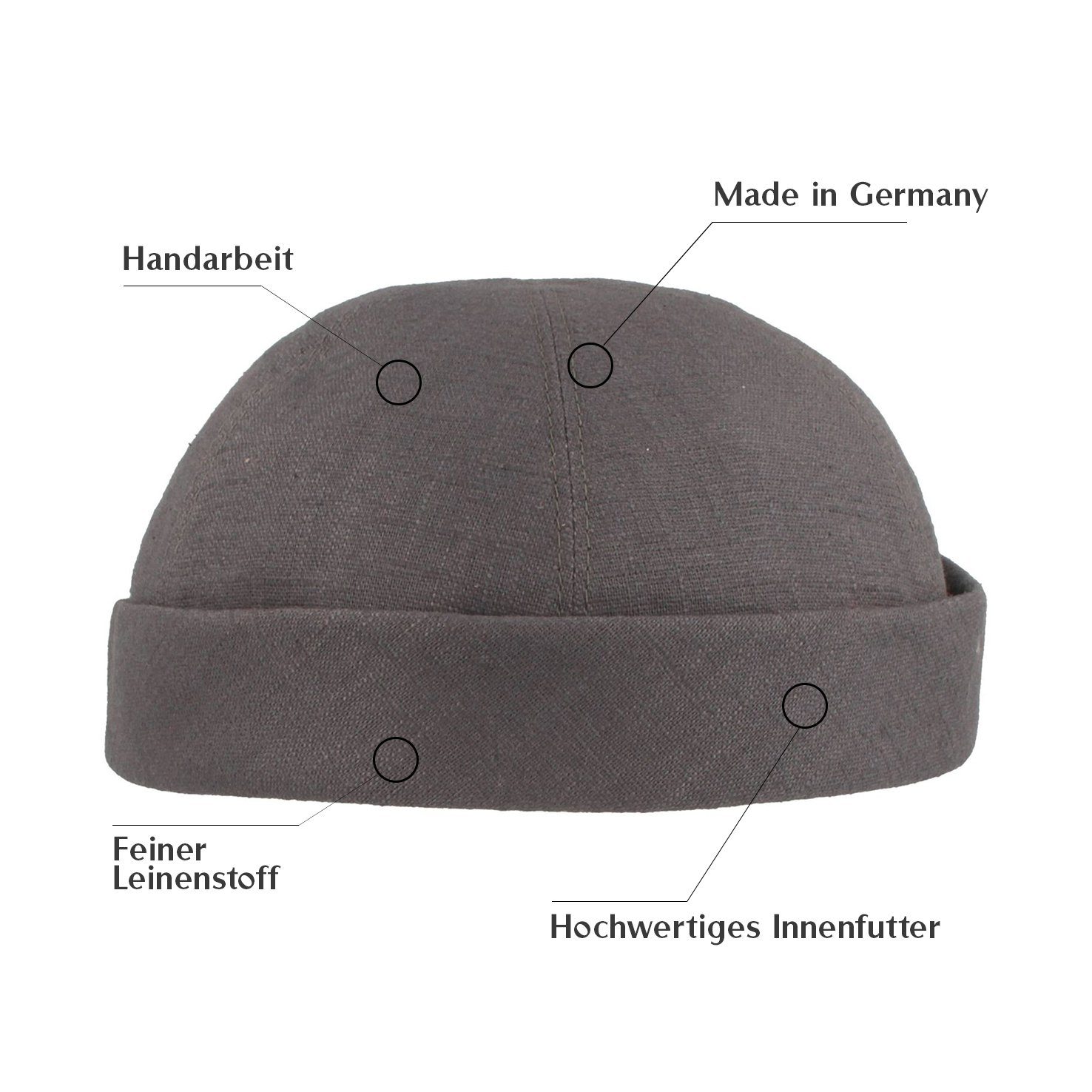 Bullani Baskenmütze randloses Docker Cap aus 100% Leinen
