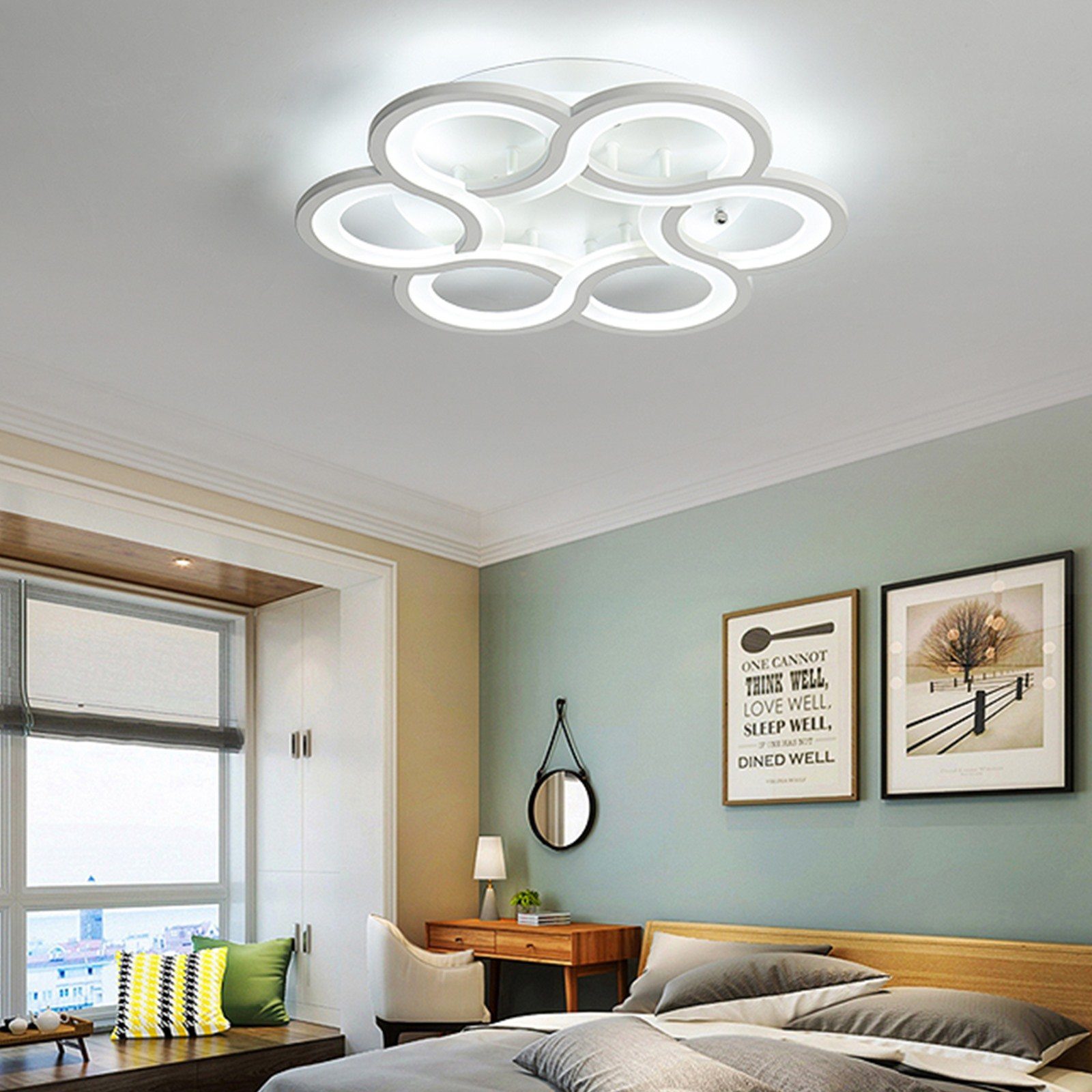 Daskoo Deckenleuchten 43W Dimmbar Deckenlampe Wohnzimmerlampe integriert, Modern Fernbedienung, LED LED Deckenleuchte stufenlos Weiß dimmbar fest Neutralweiß,Warmweiß,Kaltweiß