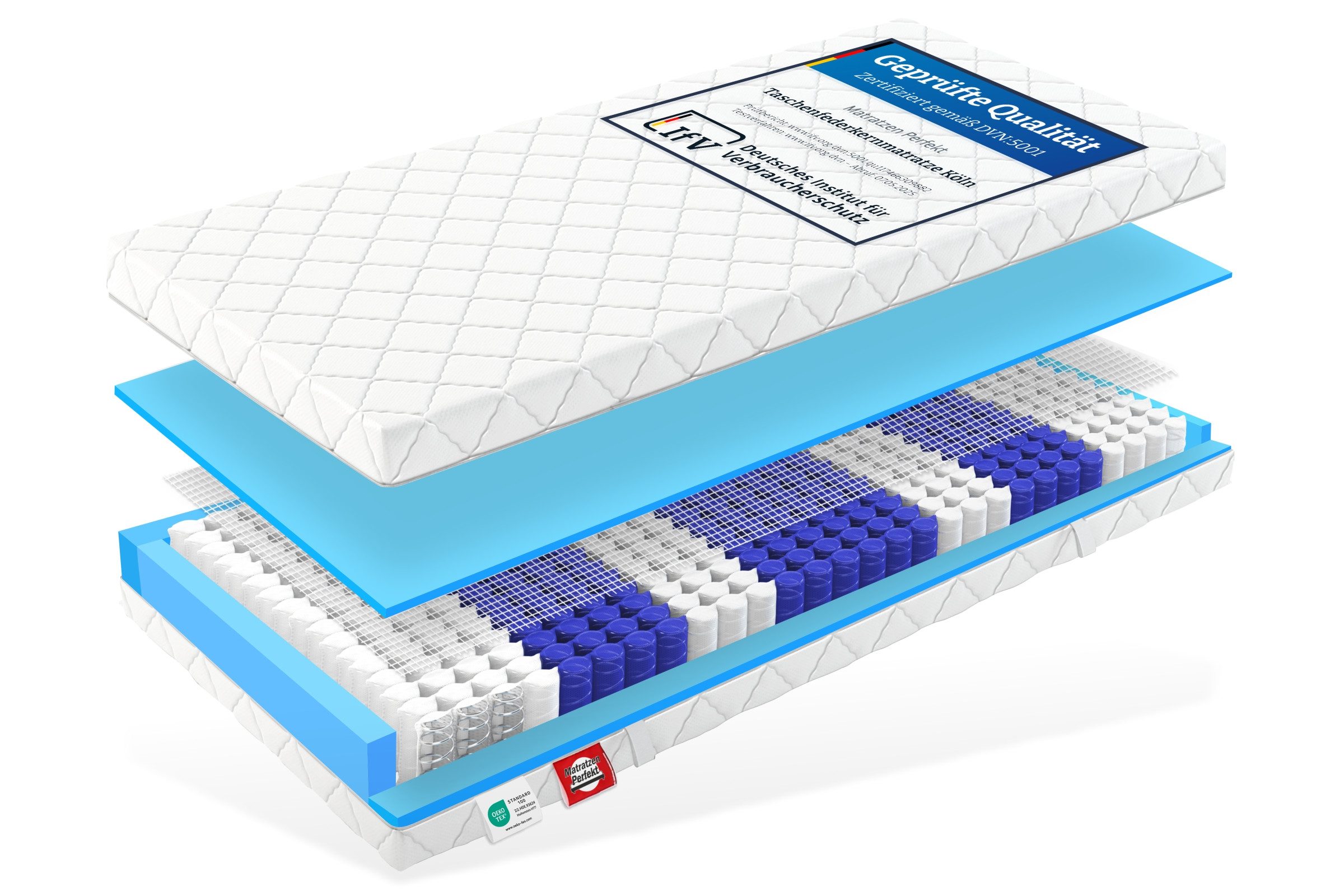 Taschenfederkernmatratze KÖLN, mit 7 ZONEN Federkern, BELASTBAR BIS 160 KG, günstig online kaufen