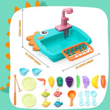 SOTOR Lernspielzeug Simulation Spülbecken Elektrisches Küchenspielzeug für Kinder (Kinder Waschbecken Spielzeug Küche Waschbecken Rolle spielen Spielzeug)