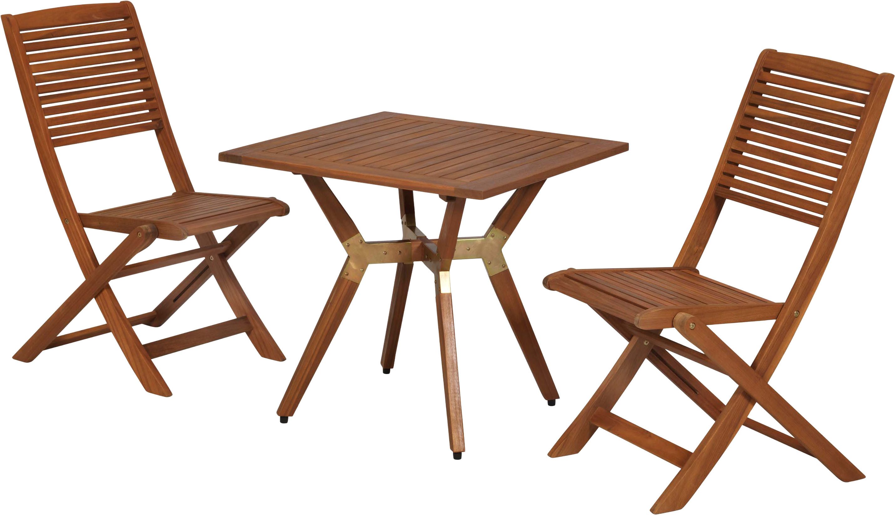 MERXX Balkonset Bali, (Set, 3-tlg), inkl. 2 Klappstühle, 1 Bistrotisch