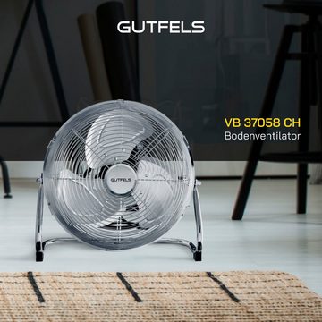 Gutfels Bodenventilator VB 37058 ch, Ø 35 cm, Vollmetall, 70 W Leistung, edelstahlfarben