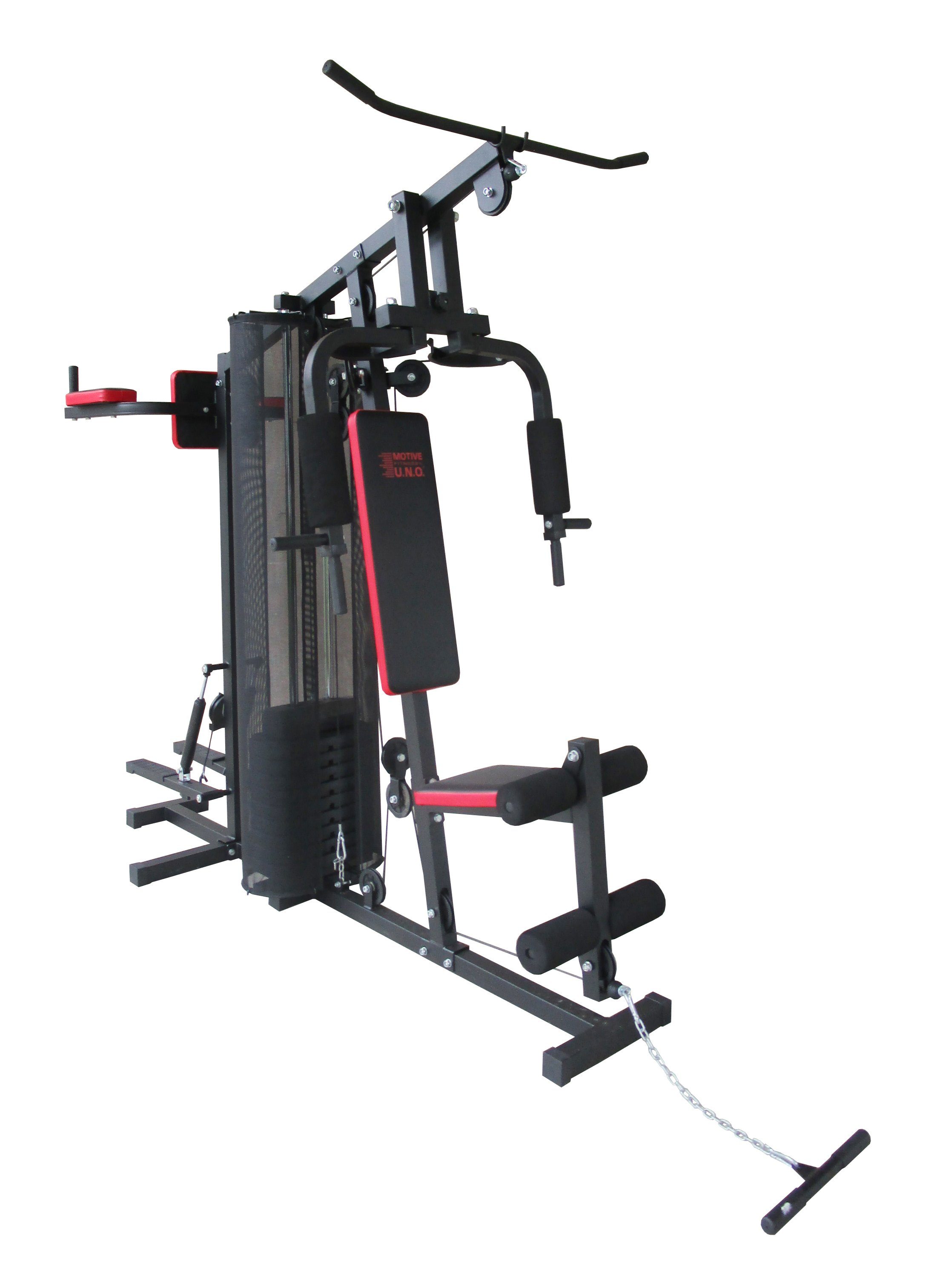 MOTIVE FITNESS by U.N.O. Kraftstation Multi-Gym Challenge, 10 Gewichtsblöcke (Seilzug, Butterflystange, Latzug, Ruderfunktion und mehr), max. Benutzergewicht 120 kg, max. Trainingsgewicht 100 kg