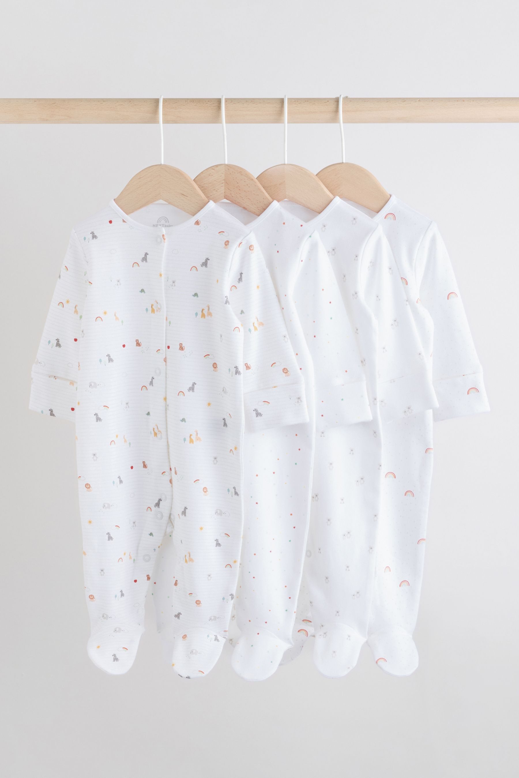 Next Schlafoverall 4er-Pack Babystrampler mit Druckknöpfen, 4er-Pack (4-tlg)