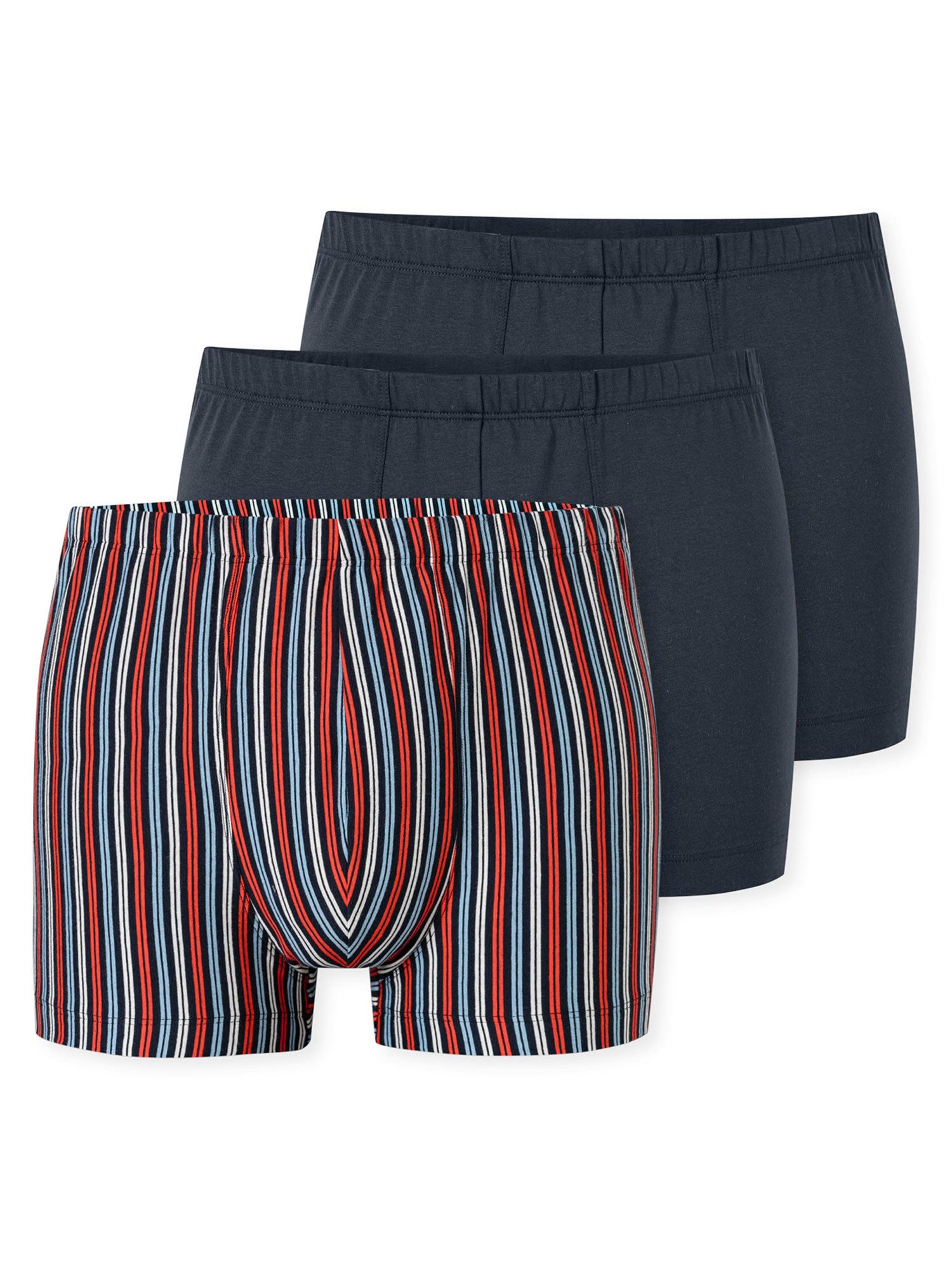 Schiesser 3-er Set Trunks Schwarz & Blau Gestreift günstig online kaufen