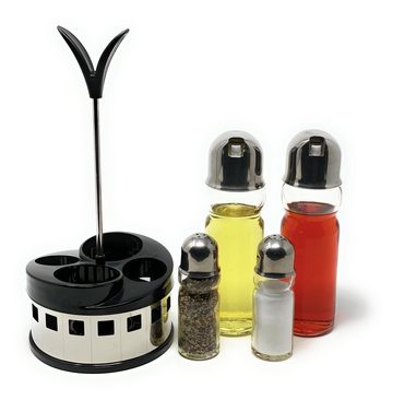 DanDiBo Menage-Set Menage Essig und Öl Spender Glas Salz Pfeffer Set Edelstahl