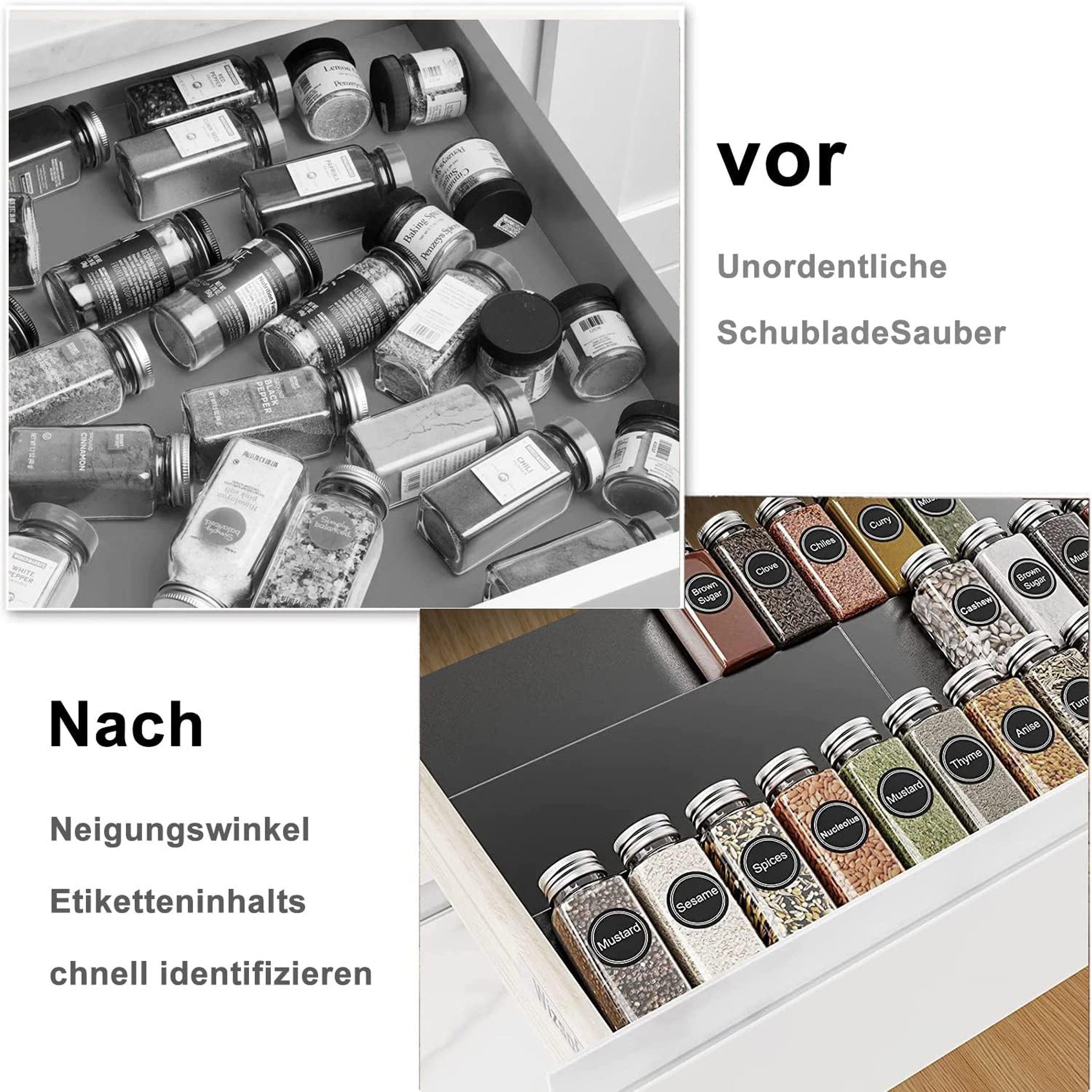 Diwzbyn Gewürzregal 6er Pack Gewürzregal Schublade, Erweiterbares Gewürz Organizer, Schublade Verstellbar, Schubladeneinsatz Gewürze – Bild 3 von 5