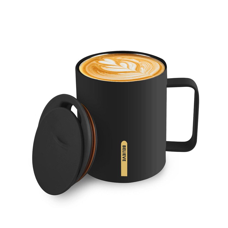 Coonoor Thermobecher Edelstahl-Vakuum-Isolier-Kaffeebecher, Travel-Mug für Kaffee und Tee unterwegs 400ml