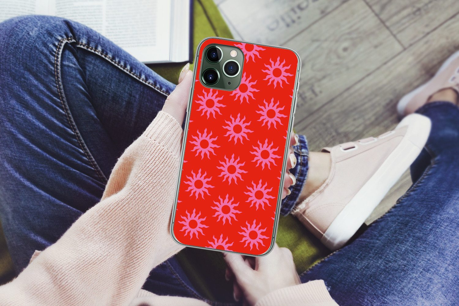 MuchoWow Handyhülle für Apple iPhone 11 Pro Sonnen - Rot - Rosa - Muster - Sommer, Smartphone-Bumper, Print, Handy Schutzhülle Dünn