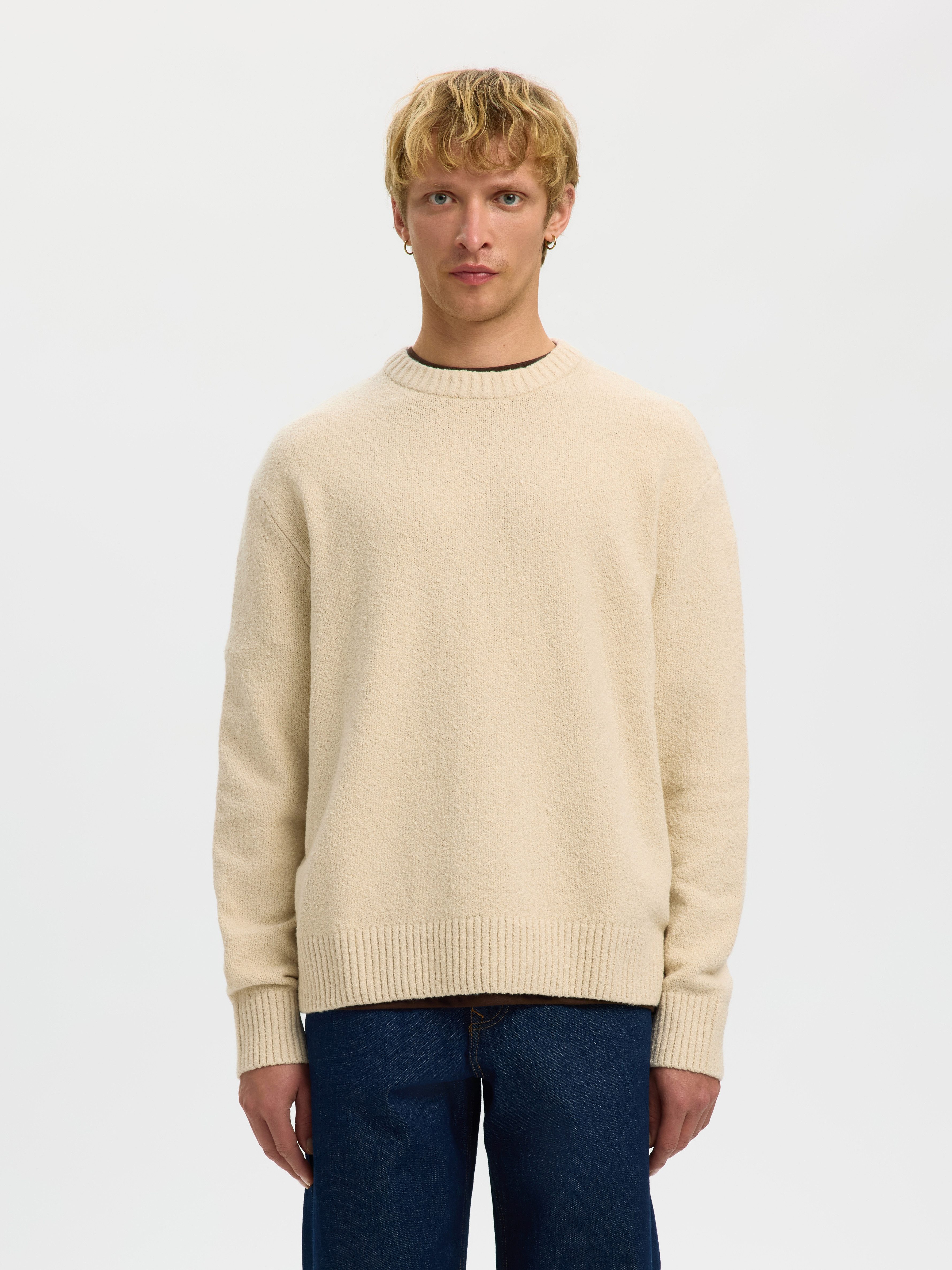 Selected Rundhalspullover SLMALEX LS KNIT CREW NECK NOOS Baumwollmischung, relaxed fit