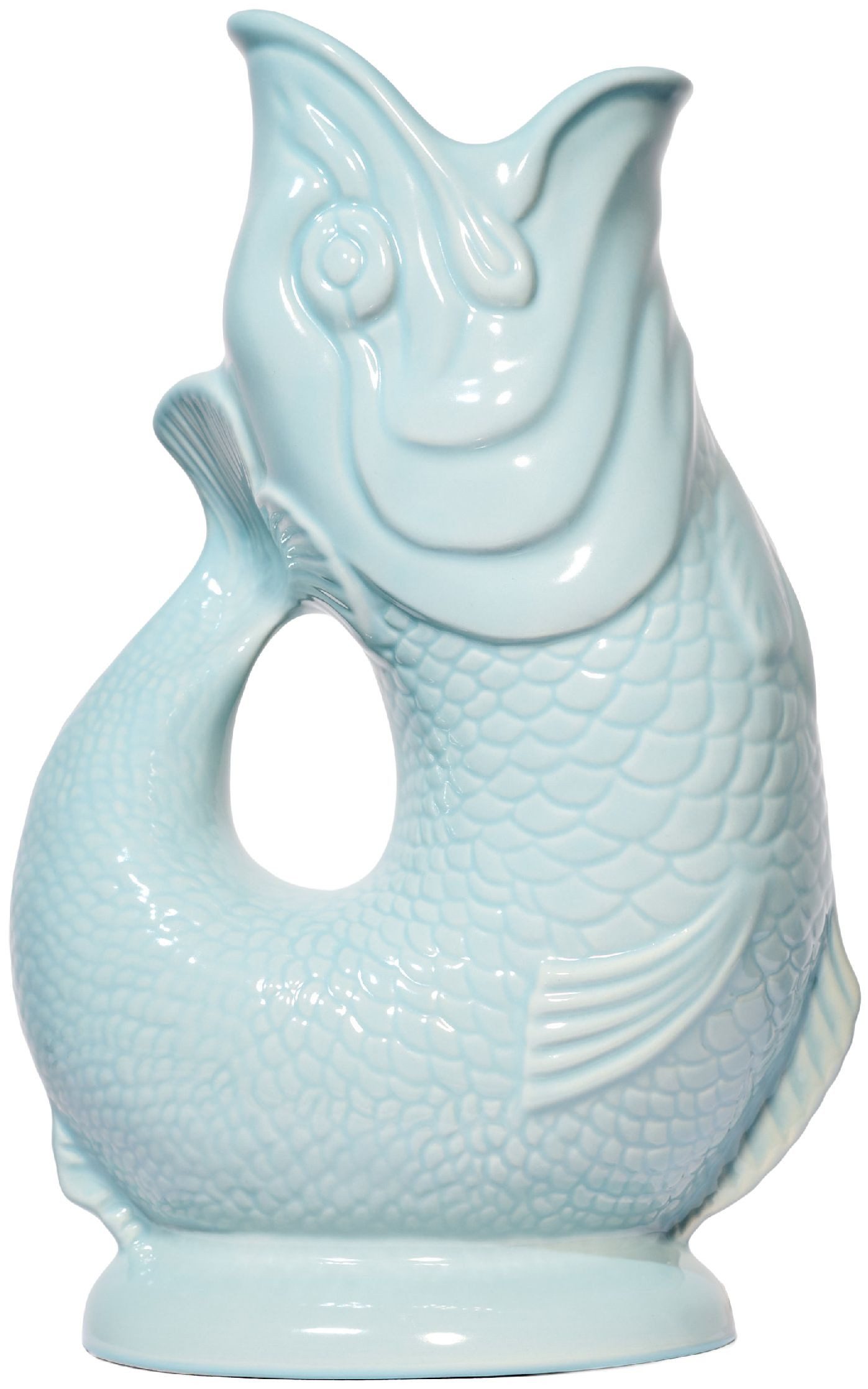 Gluckigluck Wasserkaraffe, (Original Gluggle Jug aus England), mit Gluckergeräusch, handgefertigt, ikonisches Fisch-Design, 1,2 L