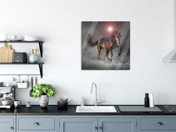 Pixxprint Glasbild elegantes Pferd beim springen, elegantes Pferd beim springen (1 St), Glasbild aus Echtglas, inkl. Aufhängungen und Abstandshalter