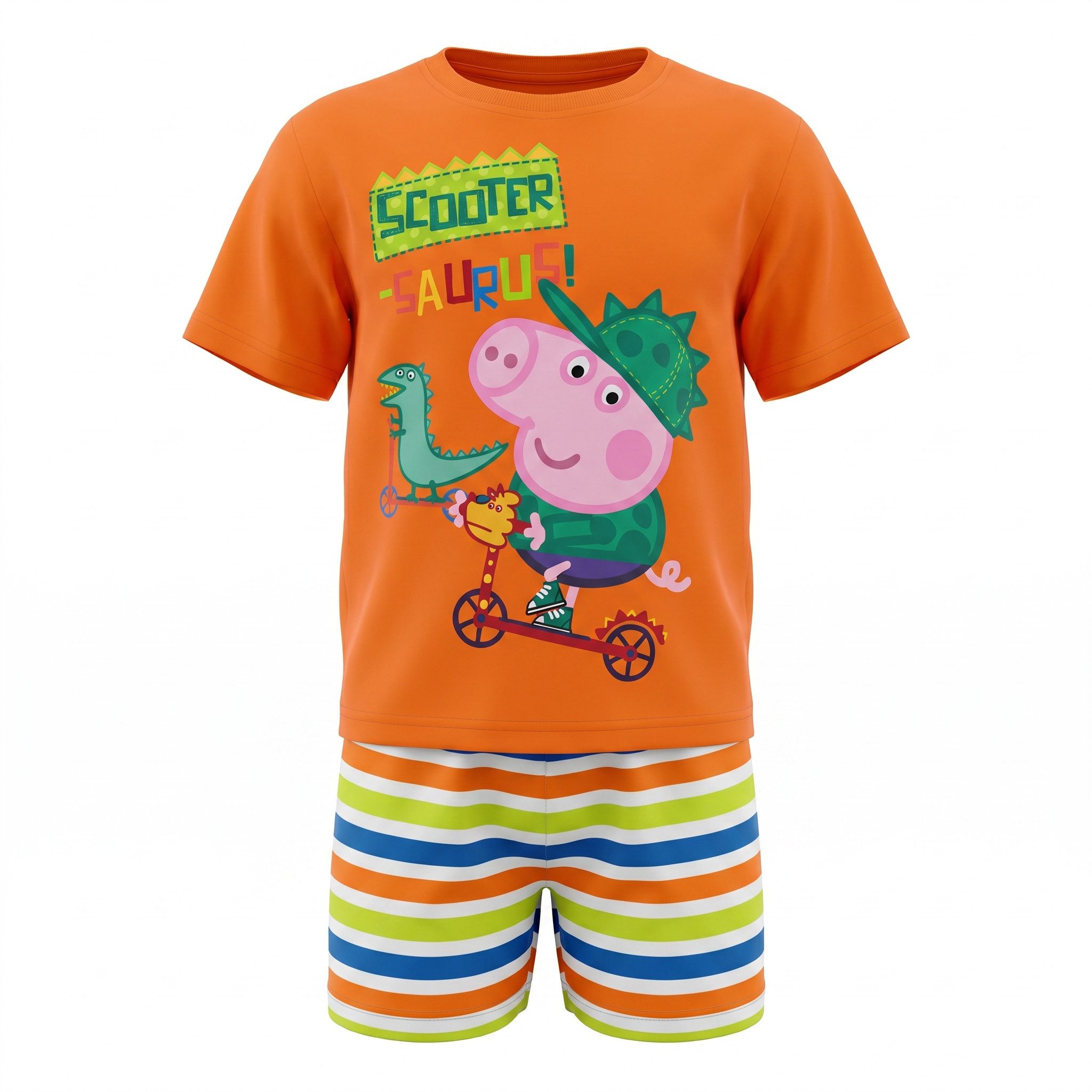 Peppa Pig Schlafanzug Peppa Wutz Pig George Dino Kinder Jungen Pyjama Gr. 92 bis 116, 100% Baumwolle
