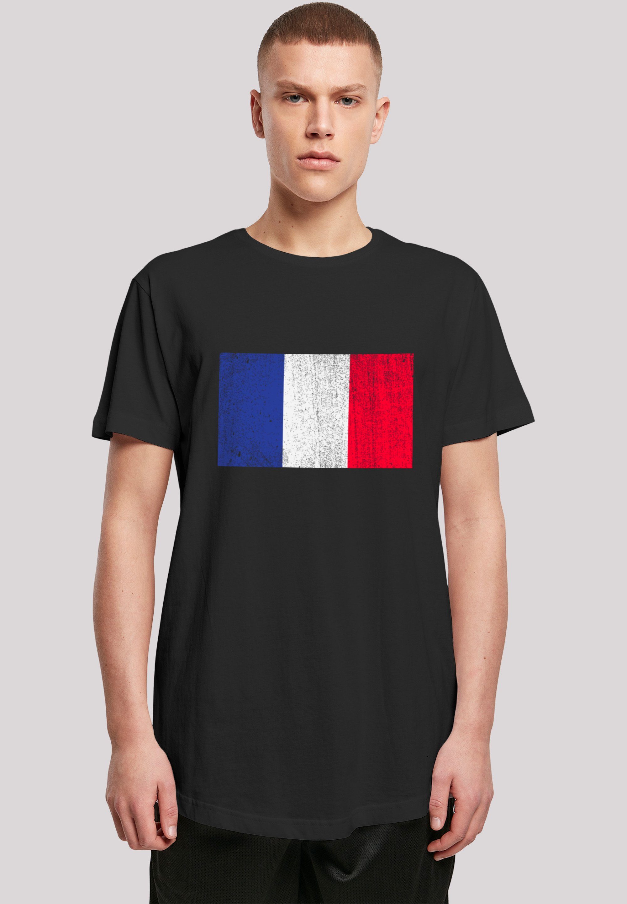 F4NT4STIC T-Shirt France Frankreich Flagge distressed Print schwarz