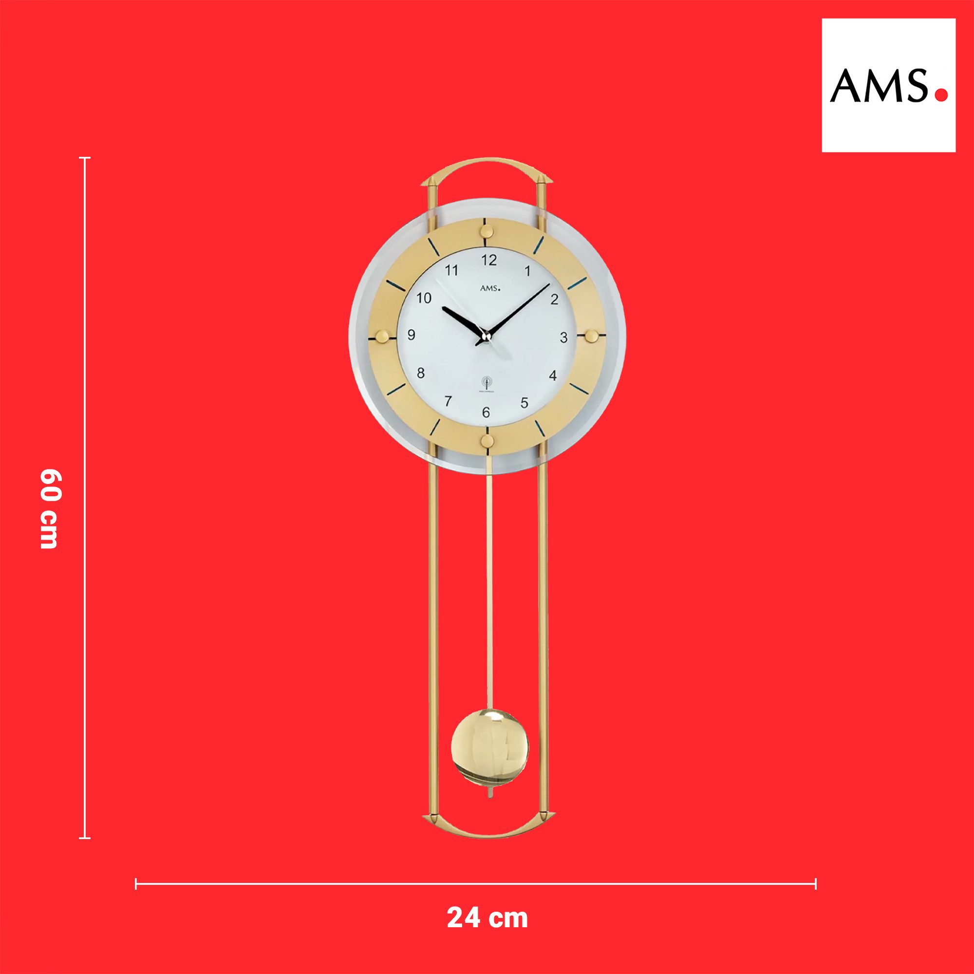 AMS Wanduhr Funkpendeluhr 24 x 60 günstig online kaufen