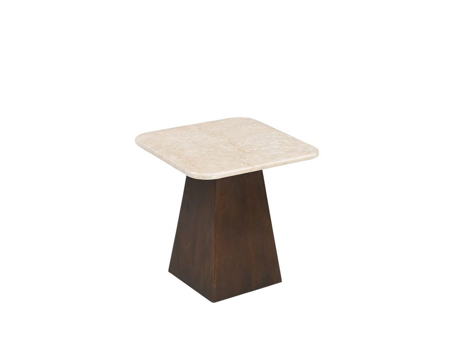 Natur24 Beistelltisch Brix Couchtisch 45x45x50 cm Mangoholz Marmor Natur Weiß